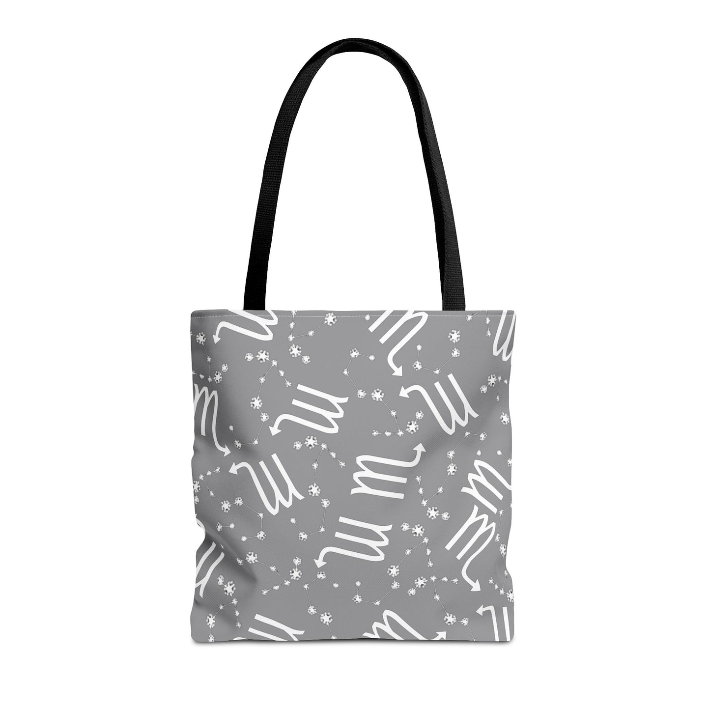 Tote Bag, Scorpio Zodiac Sign, AOP, (Grey, White)
