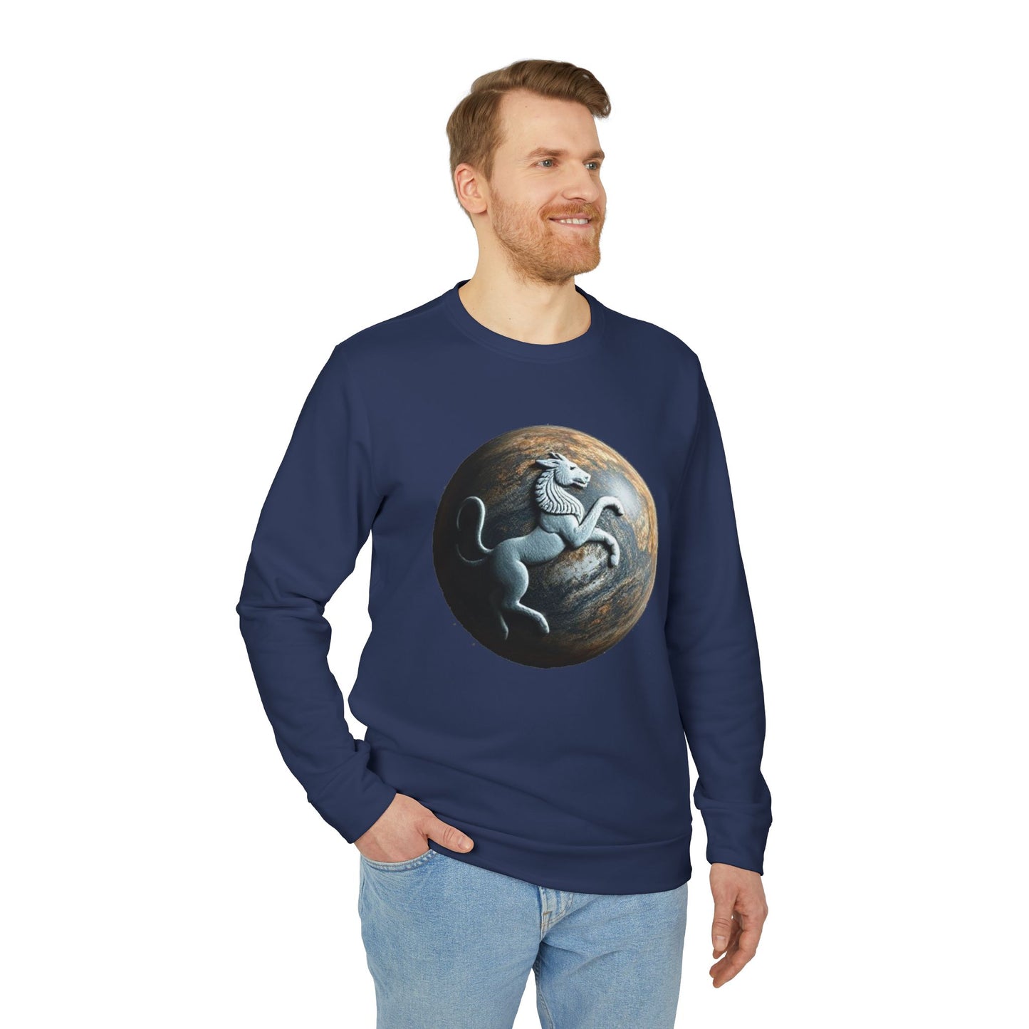 Adidas, Unisex Fleece Crewneck Sweatshirt, Aquarius, Planet Animal, Zodiac