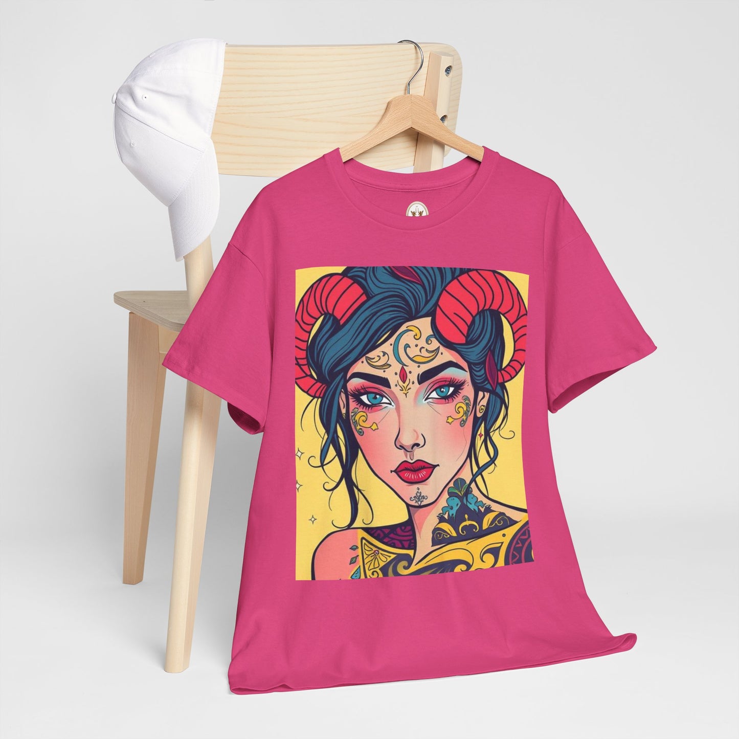 Unisex Heavy Cotton T-Shirt, Aries, Zodiac, Sexy Art