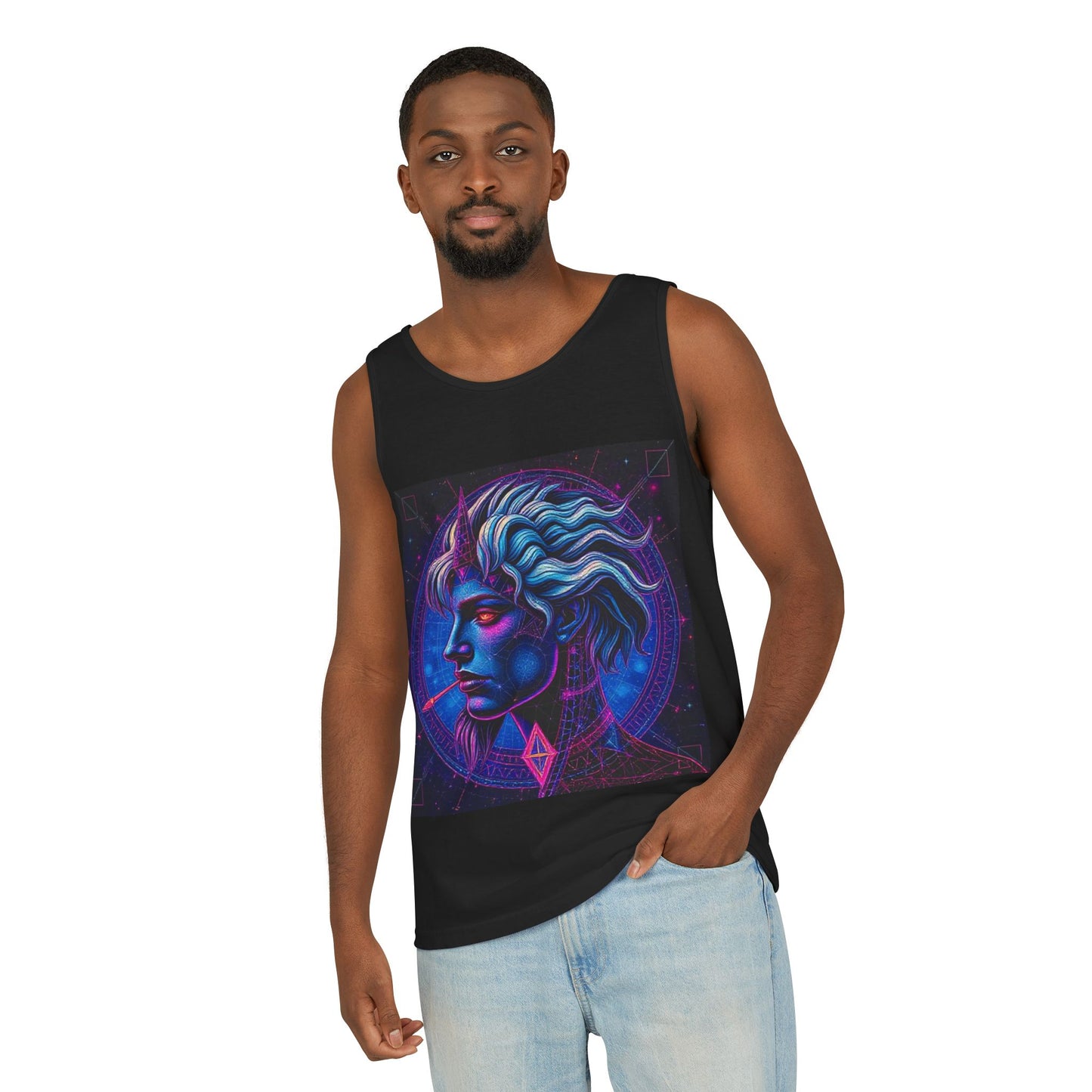 Unisex Garment-Dyed, Tank Top, Gemini, Pop Art v1, 100% US cotton