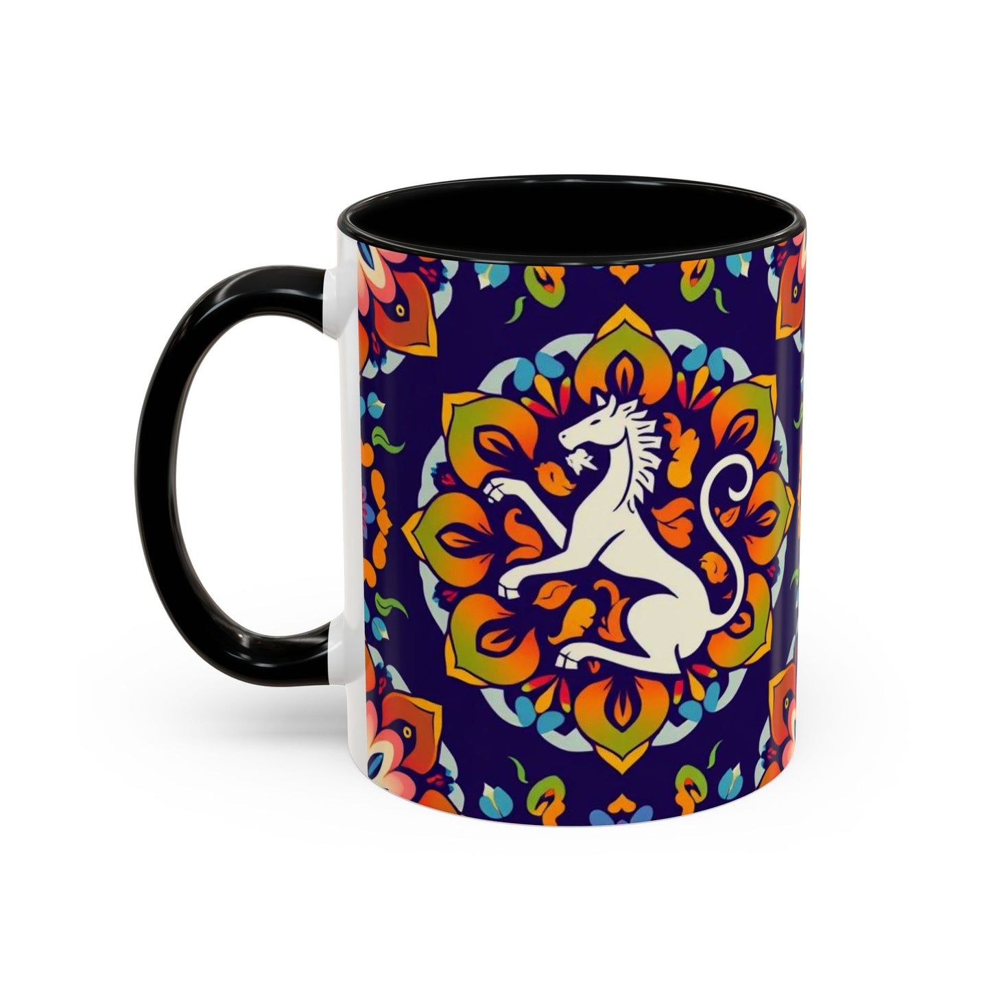Accent Coffee Mug, Virgo, Zodiac v4. Flower Pattern, (11, 15oz)