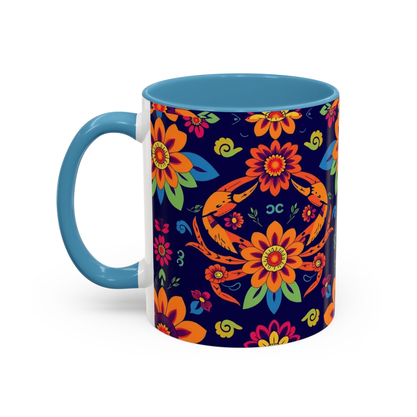Accent Coffee Mug, Cancer, Zodiac, Flower Pattern, (11, 15oz)