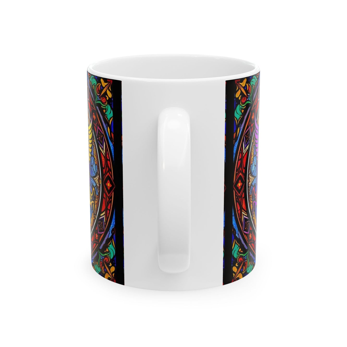 Ceramic Mug, (11oz, 15oz), Ceramic Coffee Mug, AOP, Glass Design v1, Gemini Zodiac