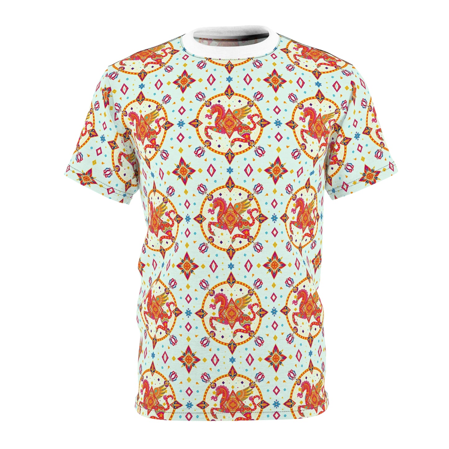 Unisex Cut & Sew T-Shirt, (AOP) Aquarius, Zodiac v2, Jewels Pattern
