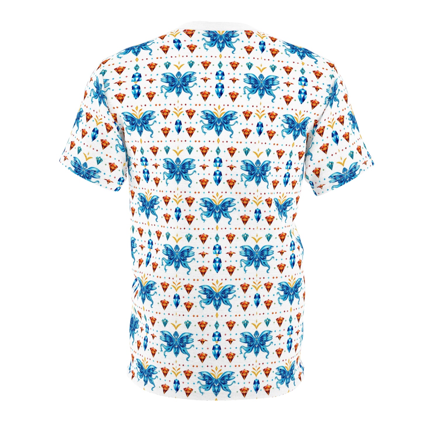 Unisex Cut & Sew T-Shirt, (AOP) Aquarius, Zodiac v3, Jewels Pattern