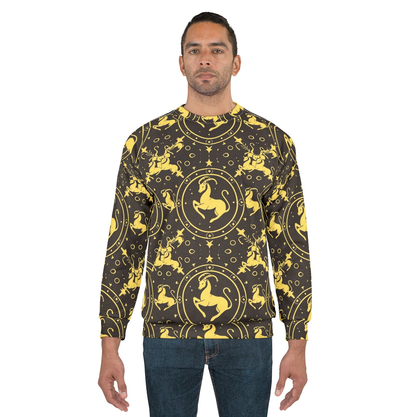 Unisex Sweatshirt, Zodiac Design, Pattern v1, Capricorn, AOP