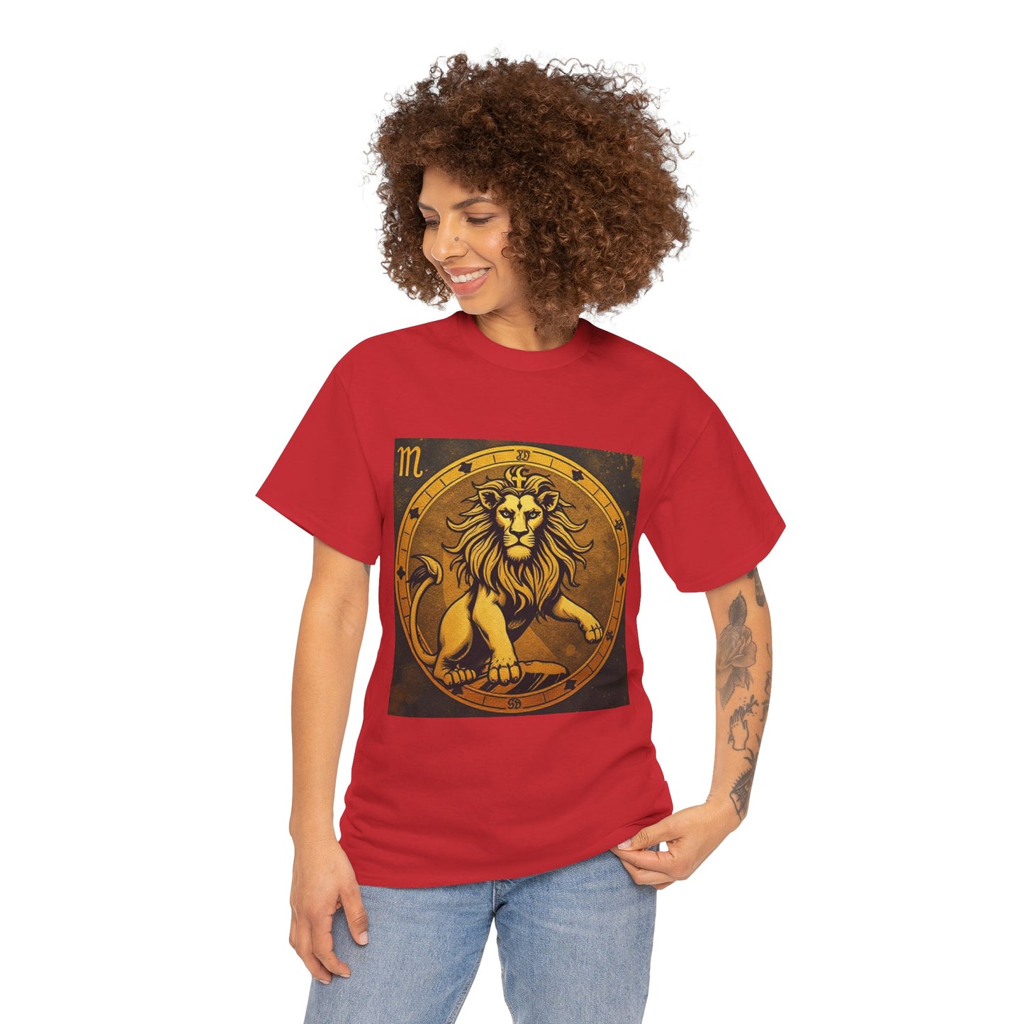 Unisex Heavy Cotton T-Shirt, Gold Lion v1, Leo Zodiac Design