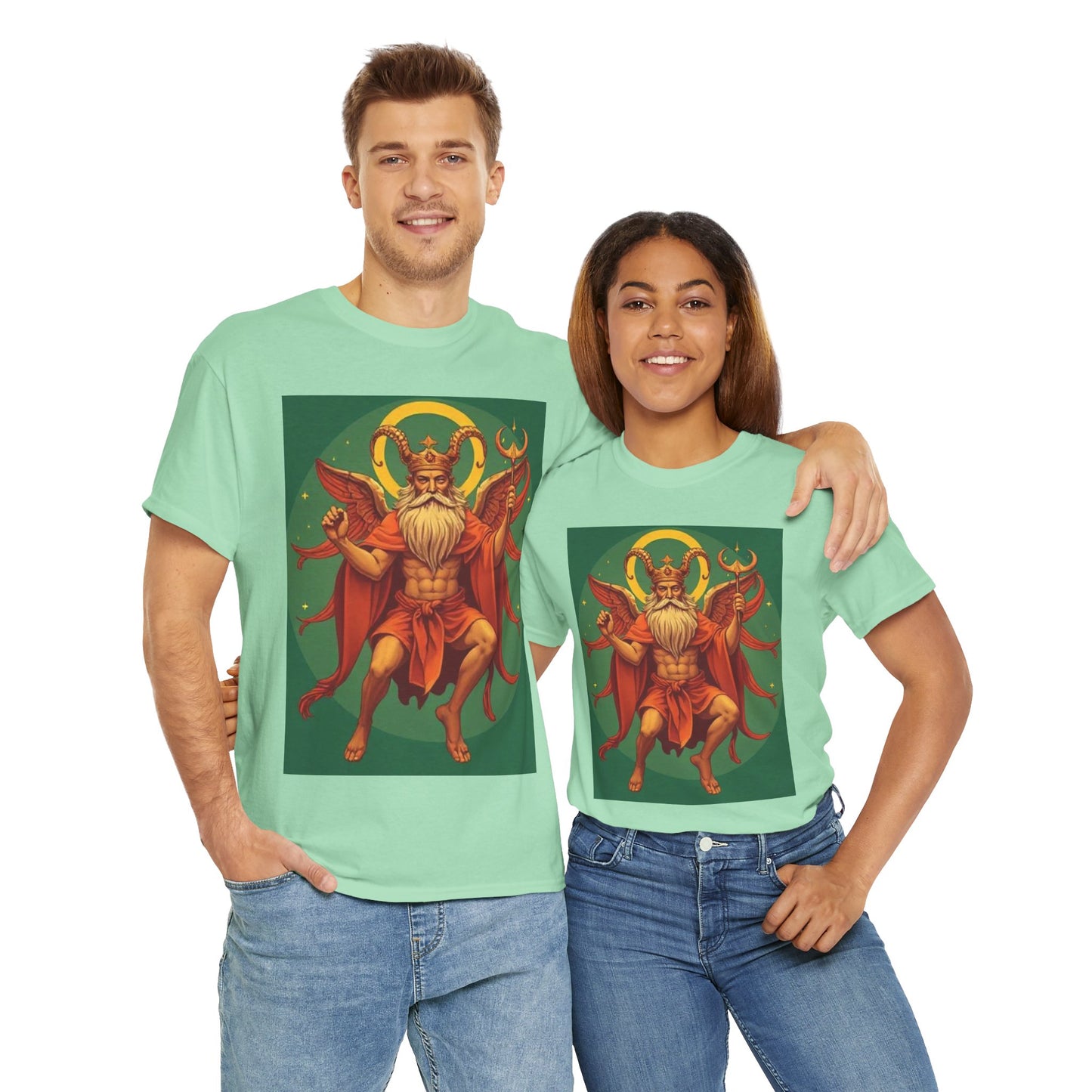 Unisex Heavy Cotton T-Shirt, Aries God 1v, Zodiac Design