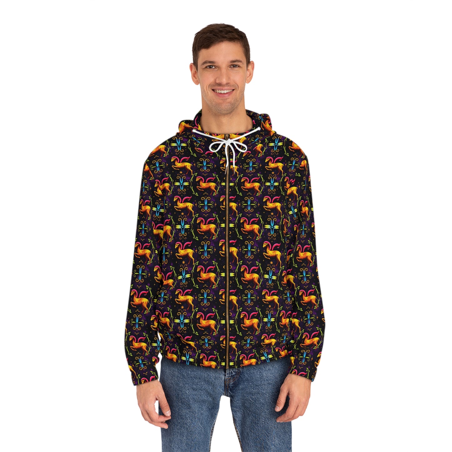 Full-Zip Hoodie (AOP), Aries, Zodiac, Pattern