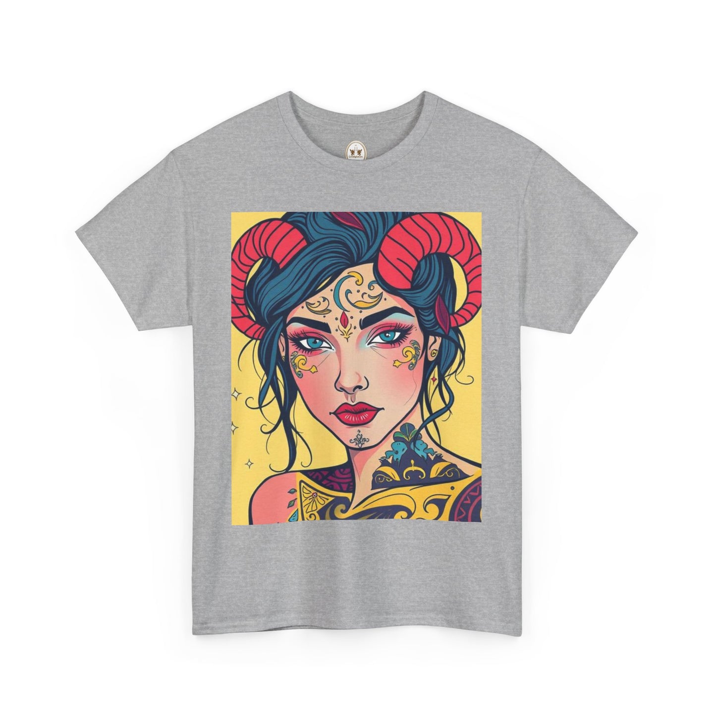 Unisex Heavy Cotton T-Shirt, Aries, Zodiac, Sexy Art