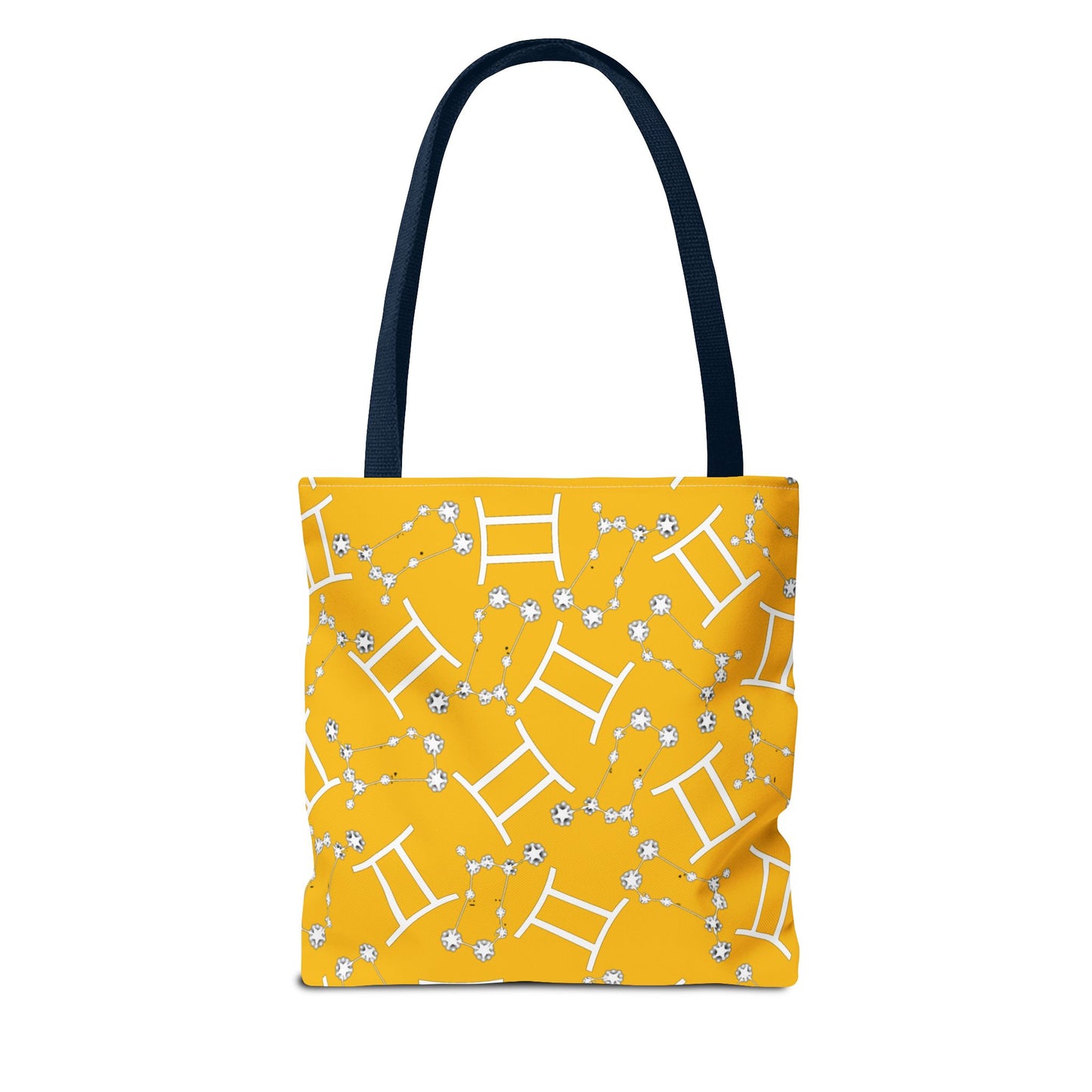 Tote Bag, Gemini Zodiac Sign, AOP, (Yellow, White Print)