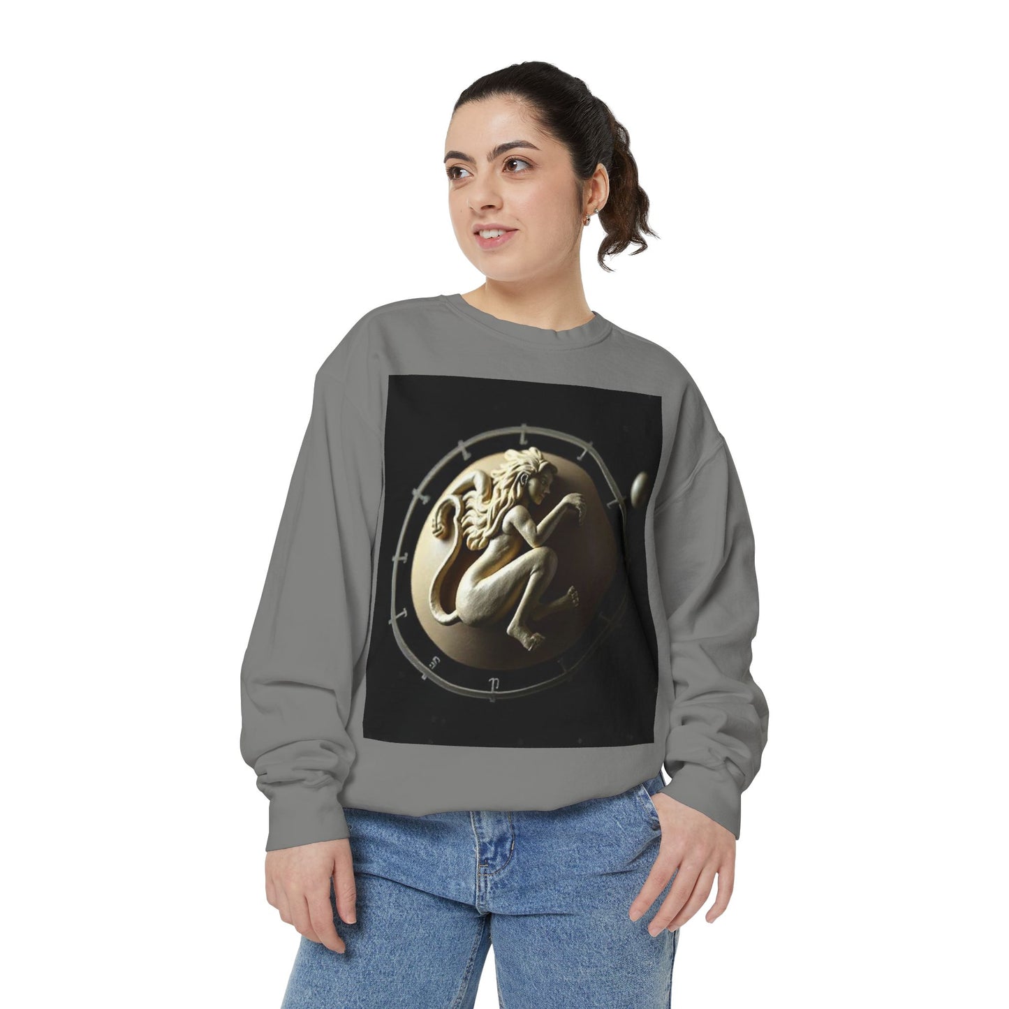 Garment-Dyed Sweatshirt, Unisex, Space Symbol Design, Virgo