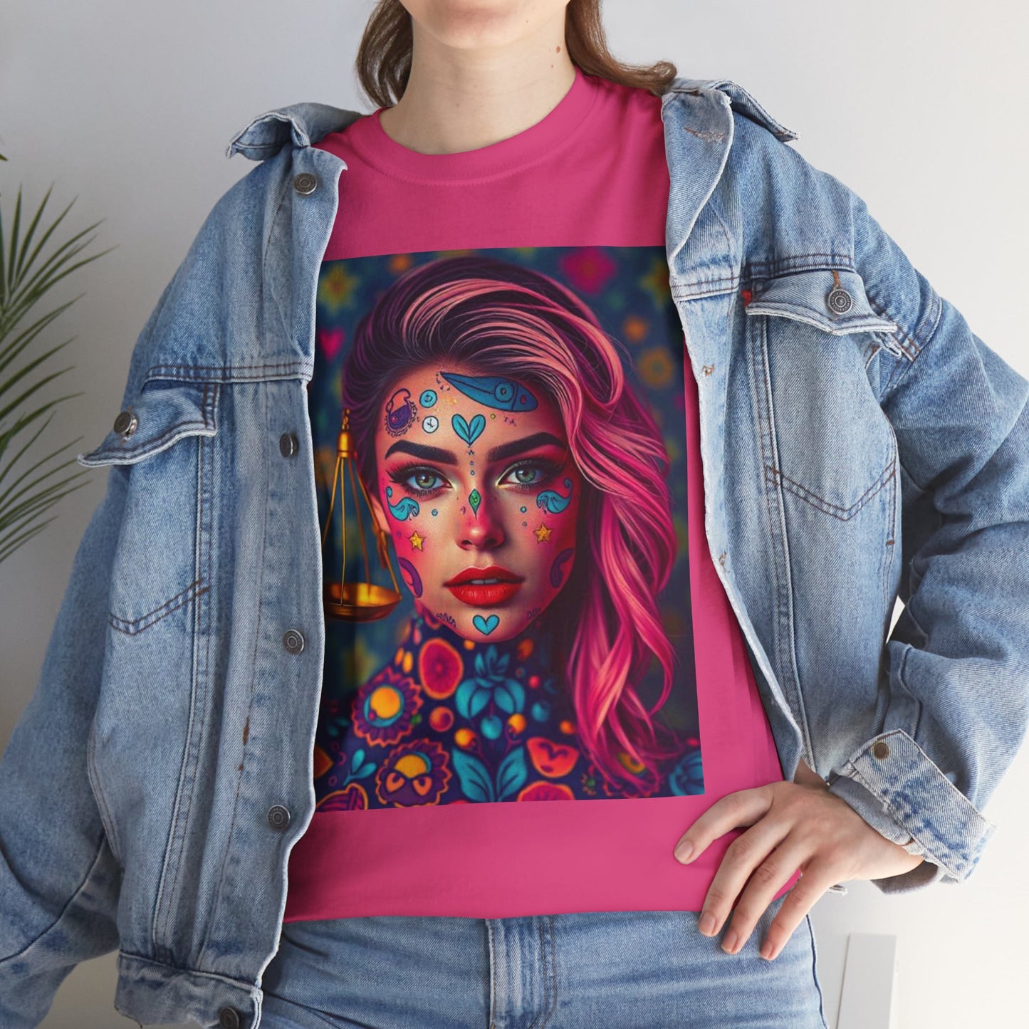 Unisex Heavy Cotton T-Shirt, Libra, Zodiac v2, Sexy Art