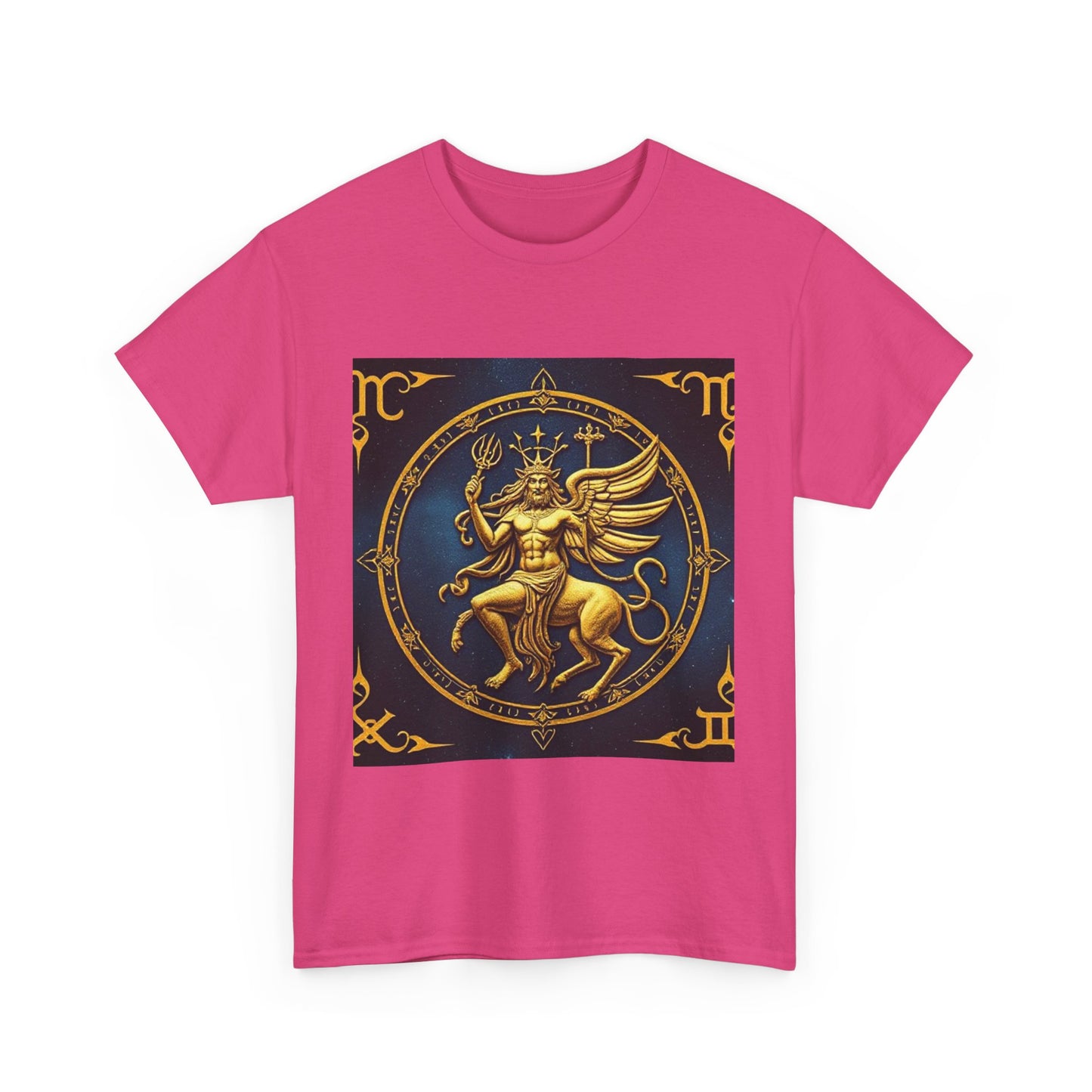 Unisex Heavy Cotton T-Shirt, Gold Angel, Symbol, Virgo Zodiac Design