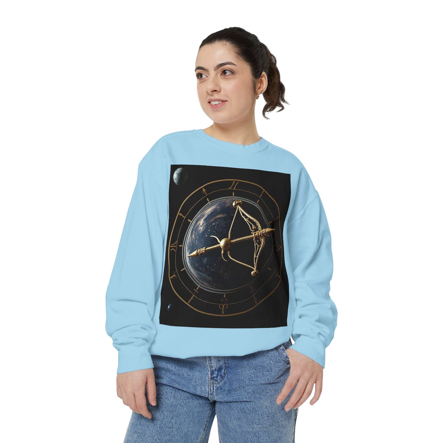 Garment-Dyed Sweatshirt, Unisex, Space Symbol Design v1, Sagittarius
