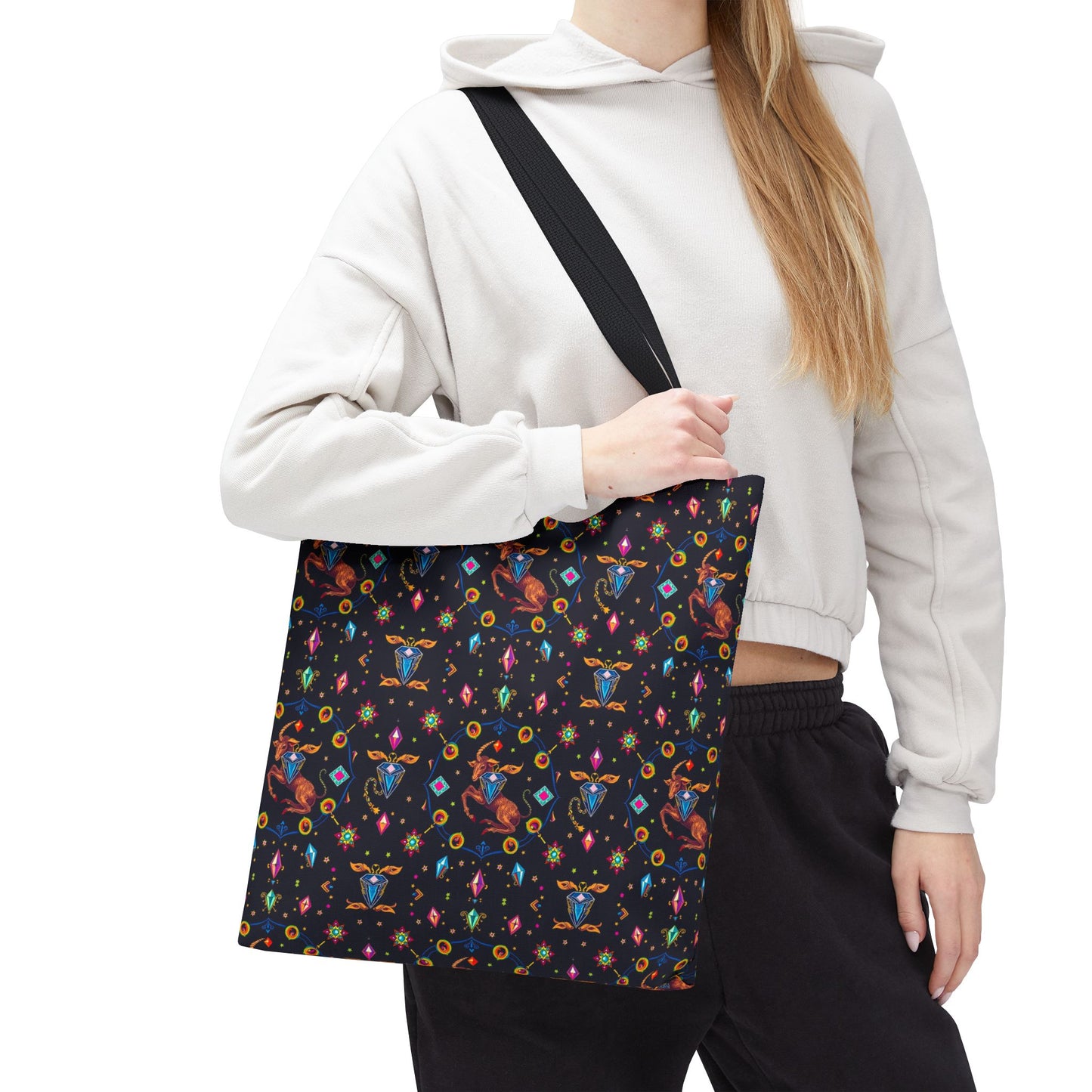 Tote Bag (AOP), Capricorn, Zodiac v1, Jewel Pattern