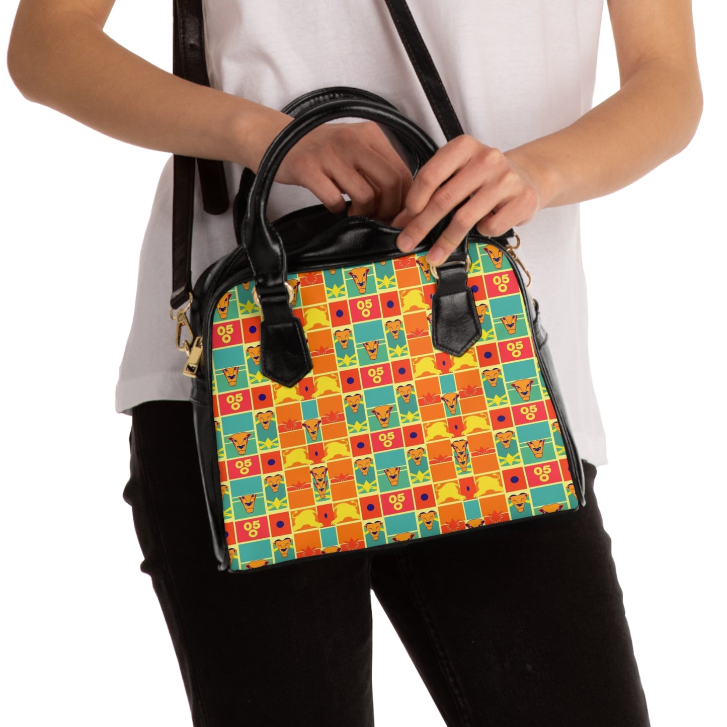 Shoulder Handbag, Leo, Zodiac v1, Shapes Pattern