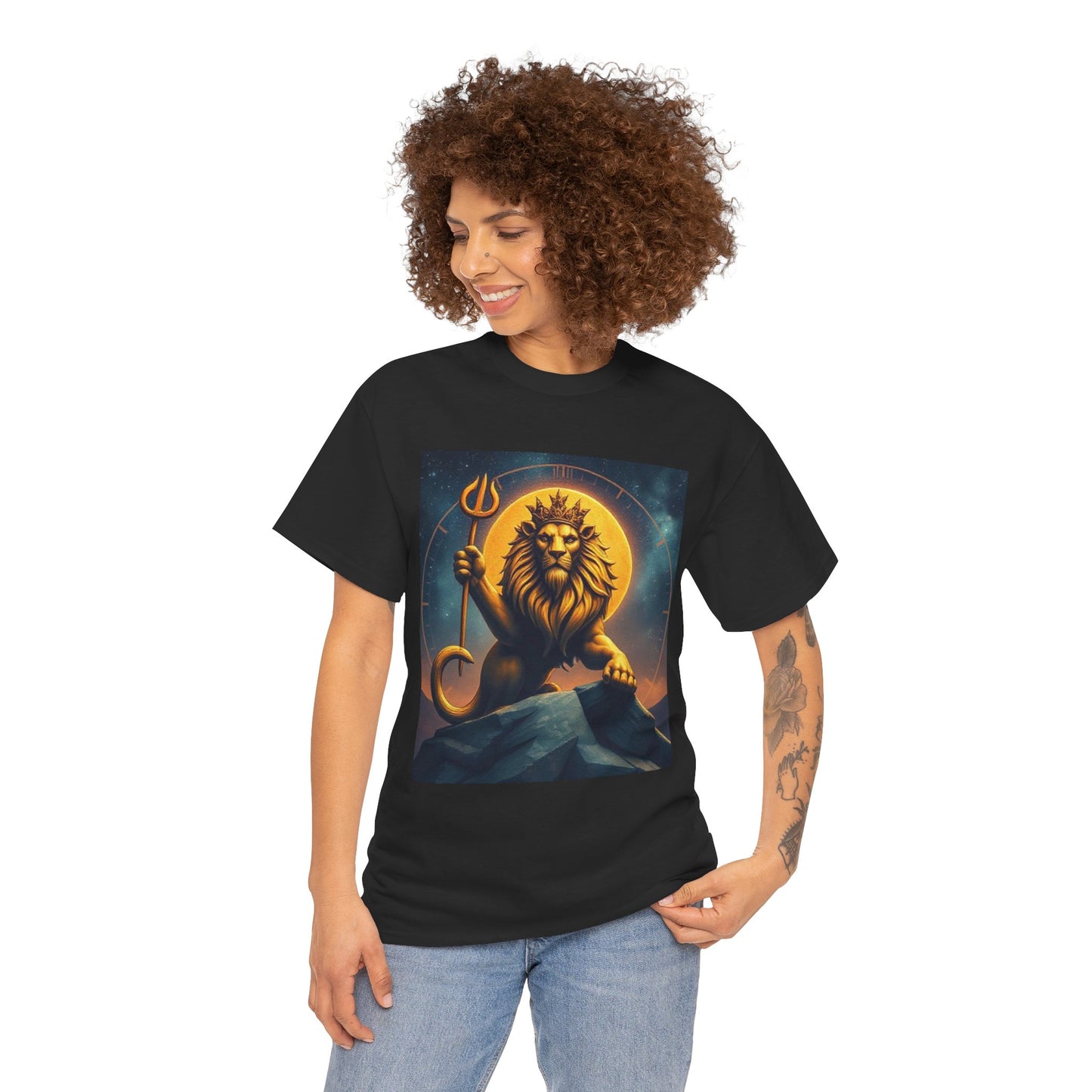 Unisex Heavy Cotton T-Shirt, King of Lions v2, Leo Zodiac Design