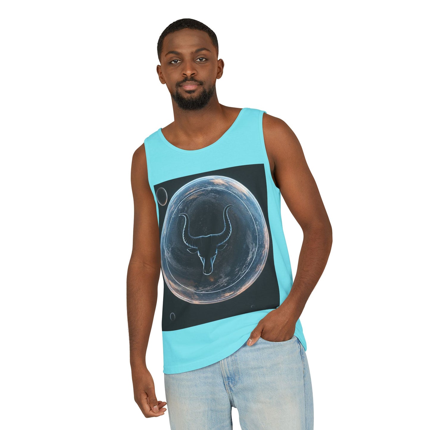 Unisex Garment-Dyed, Tank Top, Taurus Design, Planet Animal v1, 100% US cotton