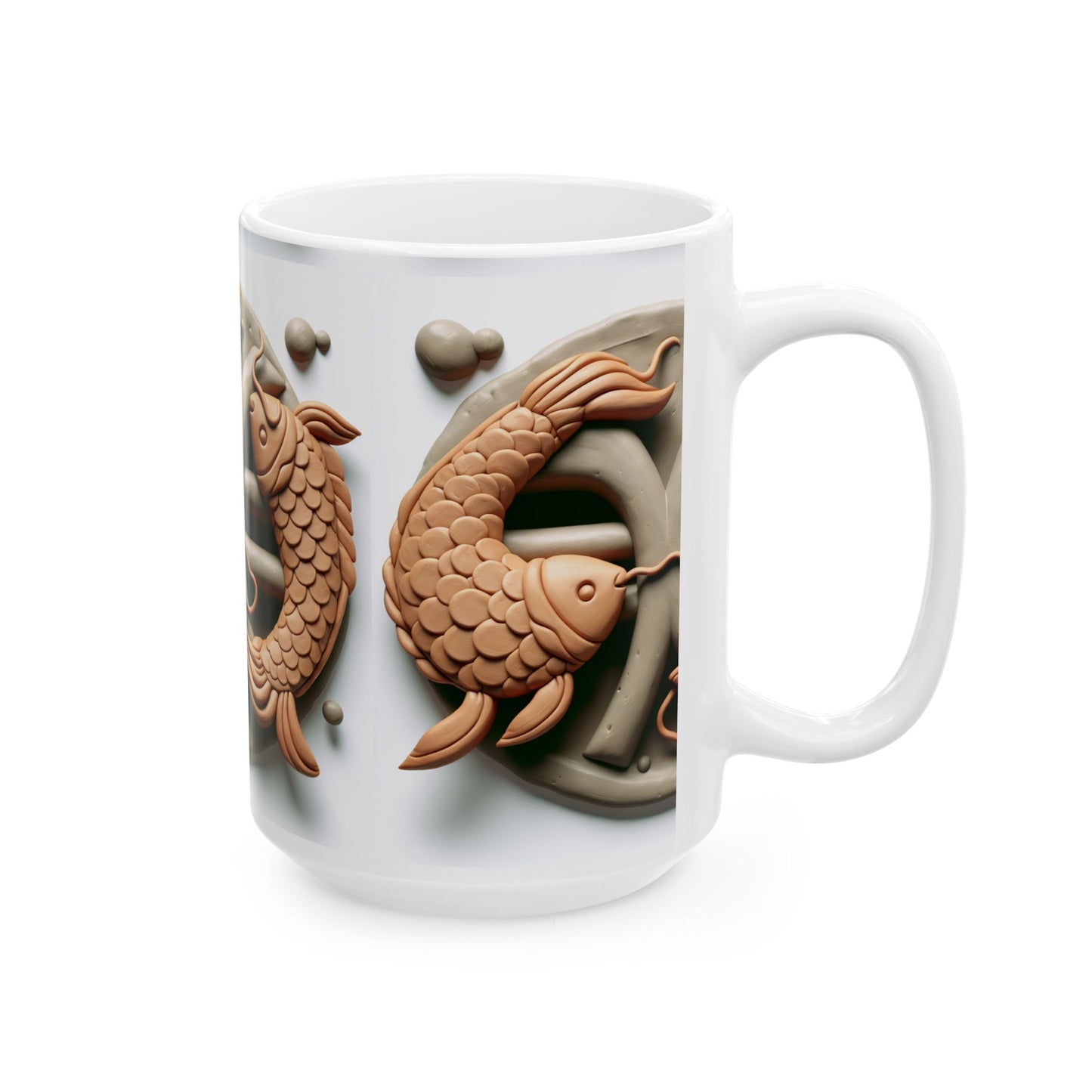 Ceramic Mug, (11oz, 15oz), Ceramic Coffee Mug, Pisces Fish, Zodiac Design