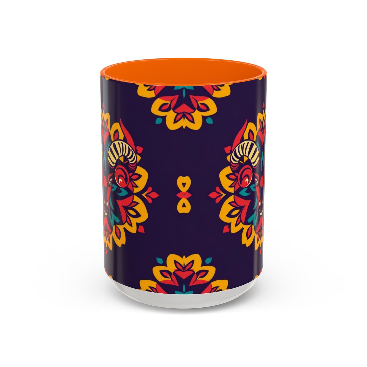 Accent Coffee Mug, Taurus, Zodiac v4. Flower Pattern, (11, 15oz)