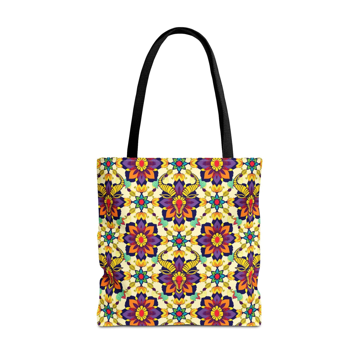 Tote Bag, (AOP), Taurus, Zodiac v5, Flower Pattern