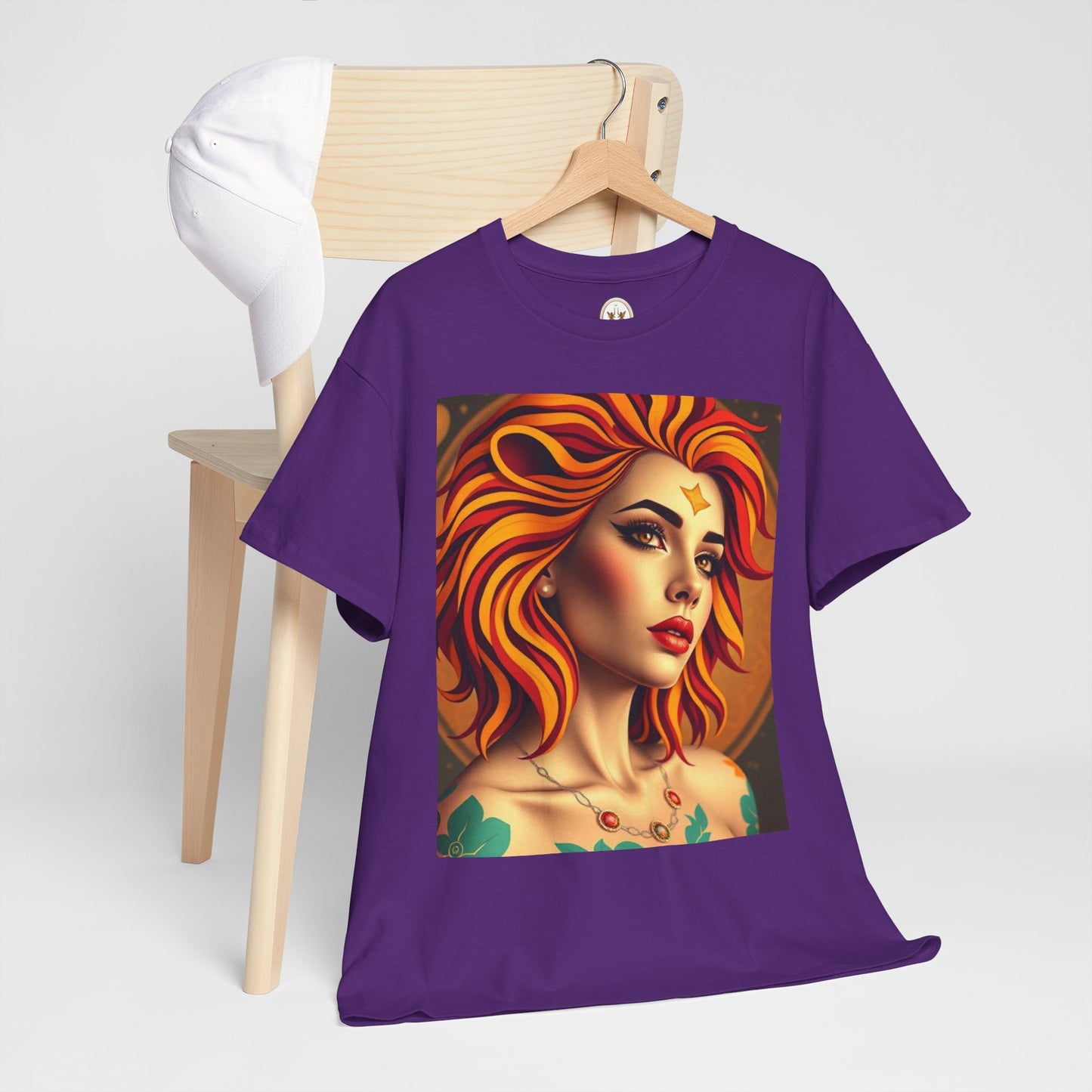 Unisex Heavy Cotton T-Shirt, Leo, Zodiac v3, Sexy Art