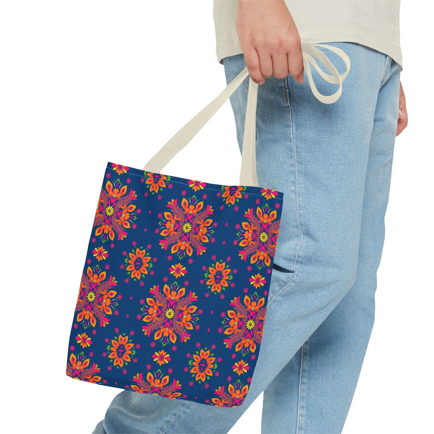 Tote Bag (AOP), Gemini, Zodiac v2, Flower Pattern
