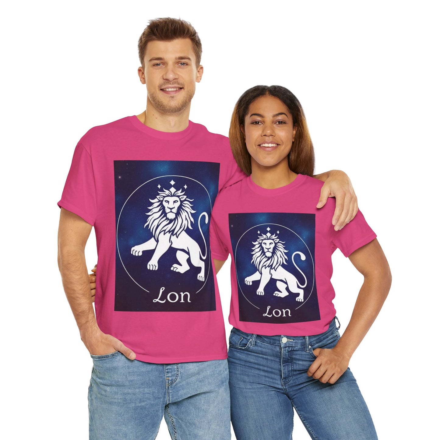 Unisex Heavy Cotton T-Shirt, Space Lion, Leo Zodiac Design