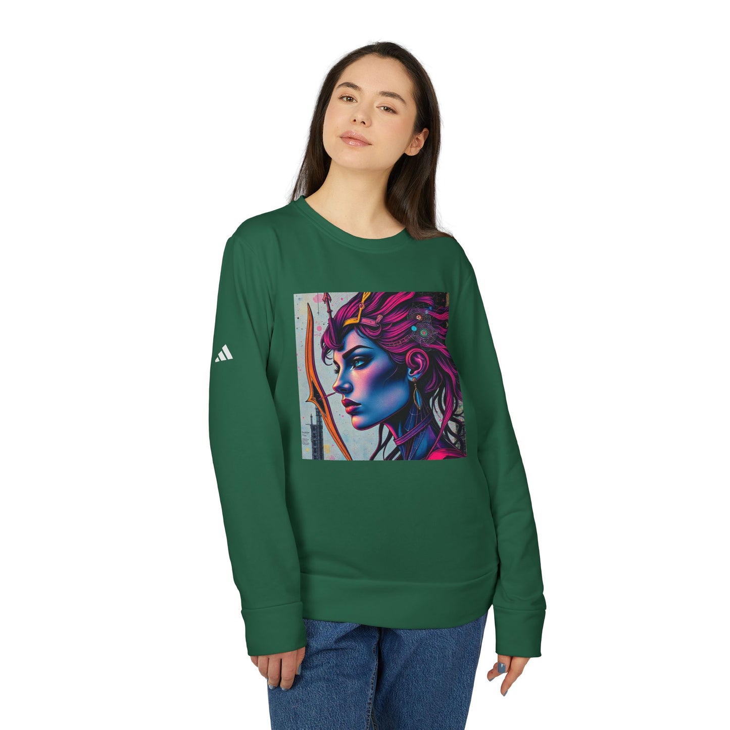 Adidas, Unisex Fleece Crewneck Sweatshirt, Sagittarius, Pop Art v1, Zodiac