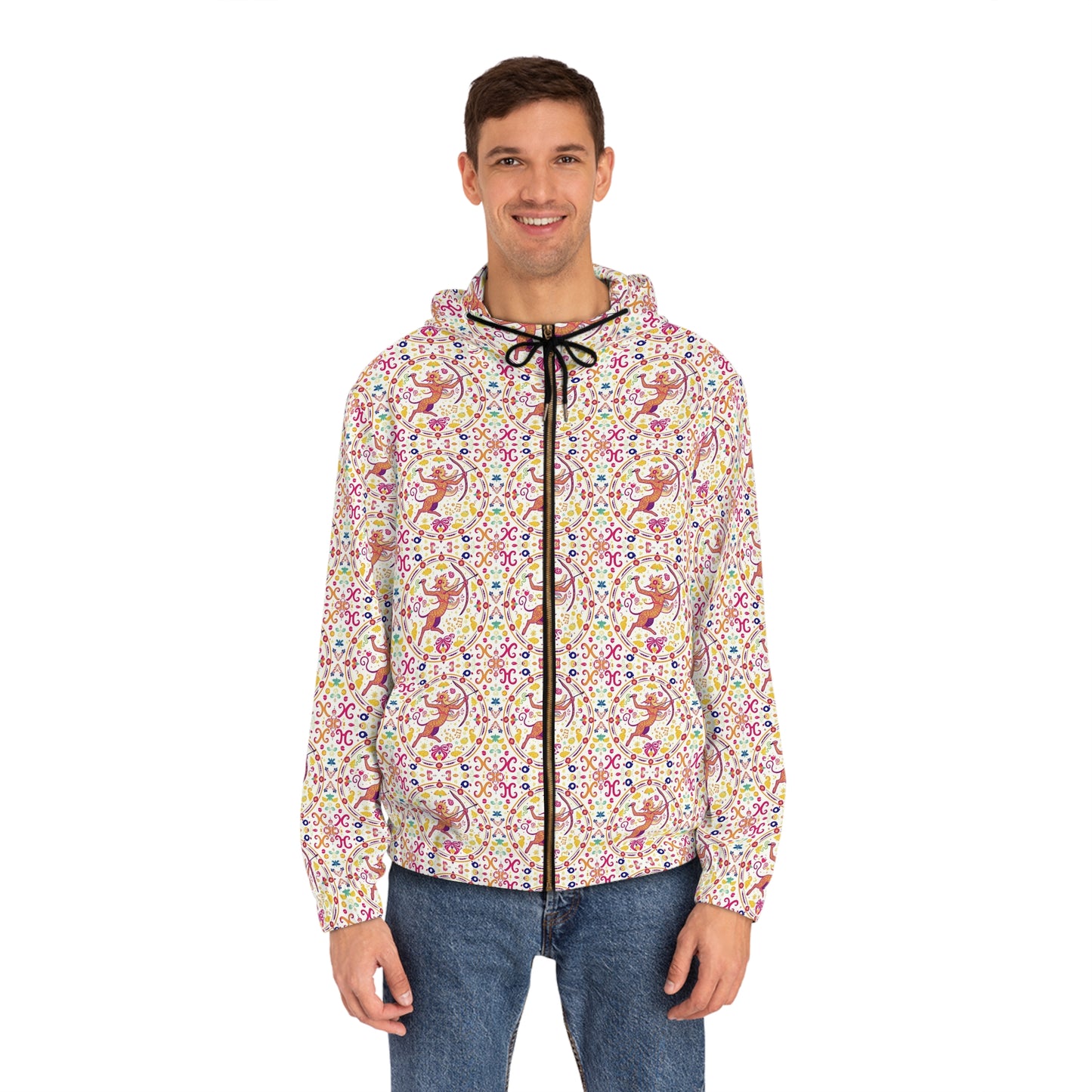 Full-Zip Hoodie (AOP), Sagittarius, Zodiac v4, Pattern