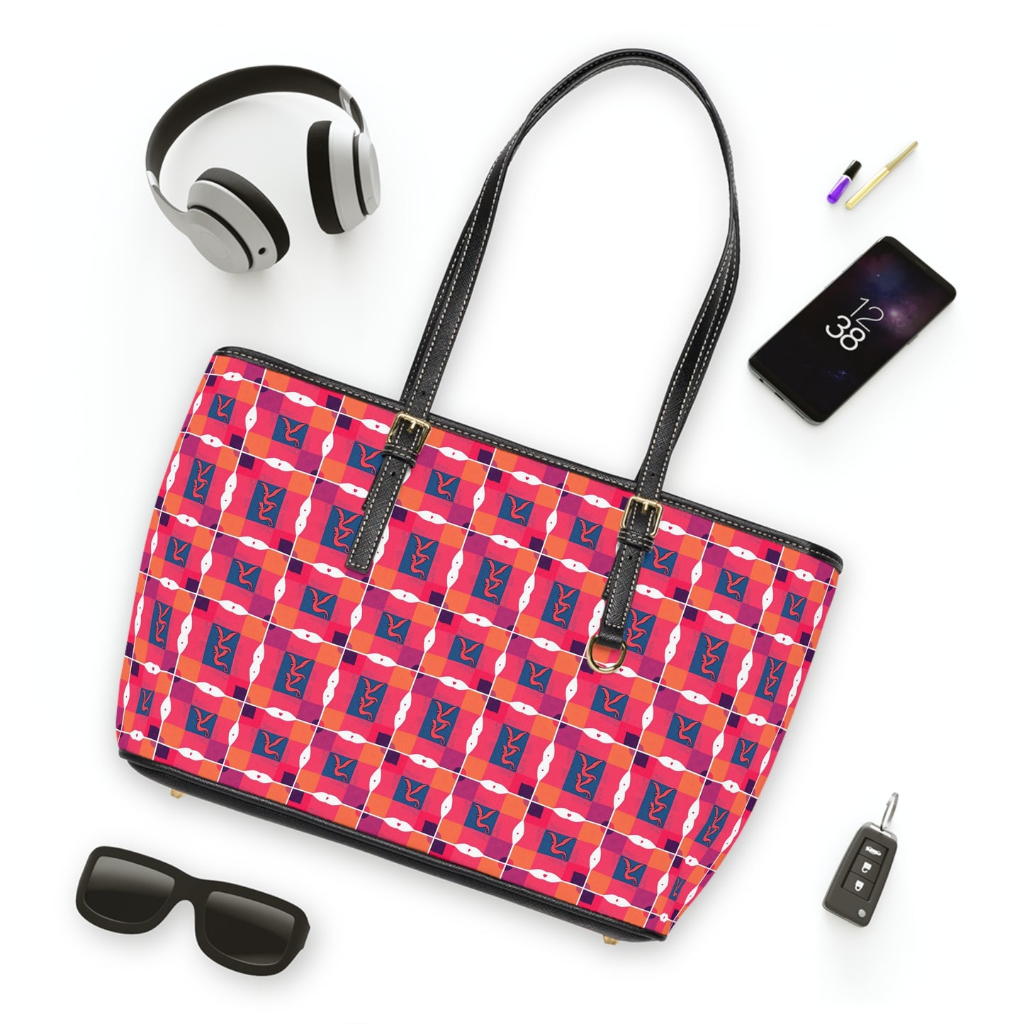 Leather Shoulder Bag, Sagittarius, Zodiac v1, Shapes Pattern