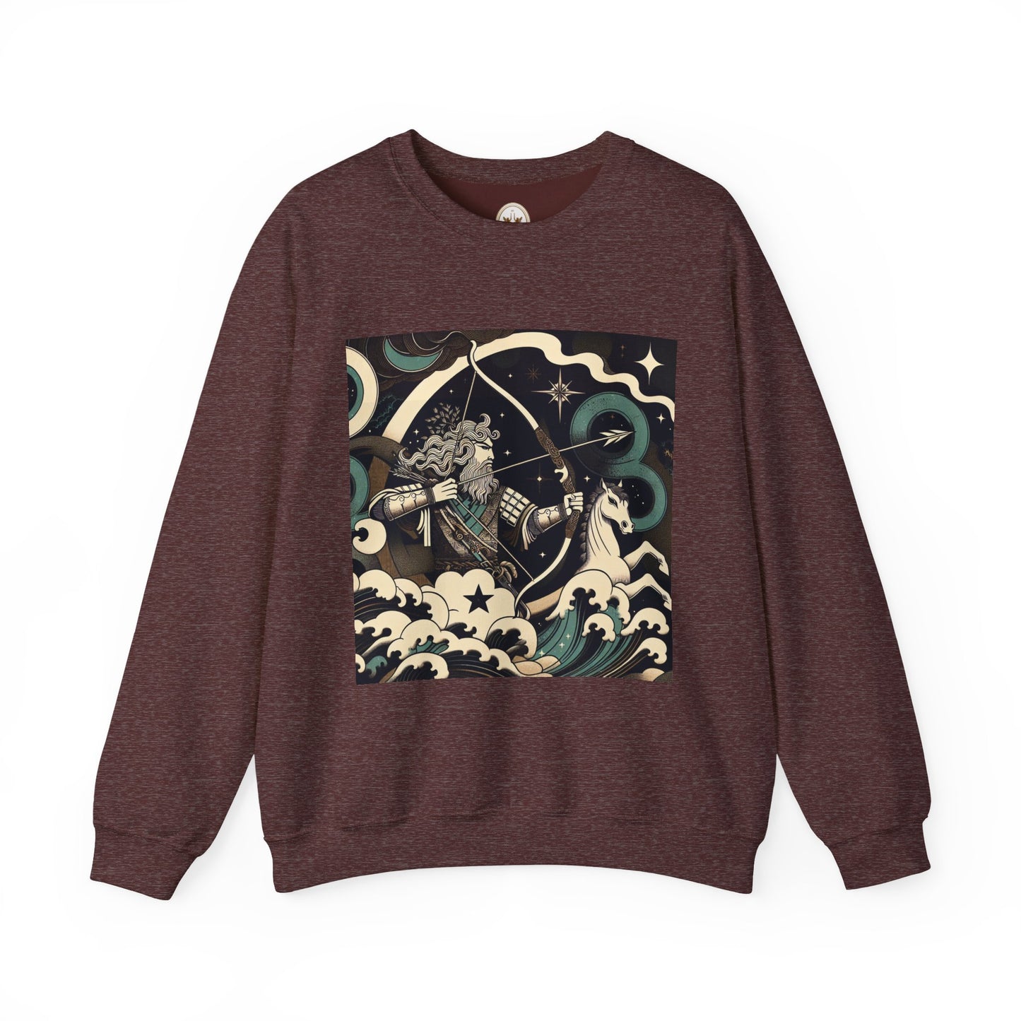 Unisex Heavy Blend™ Crewneck Sweatshirt, Man With Arrow Sagittarius Zodiac Design
