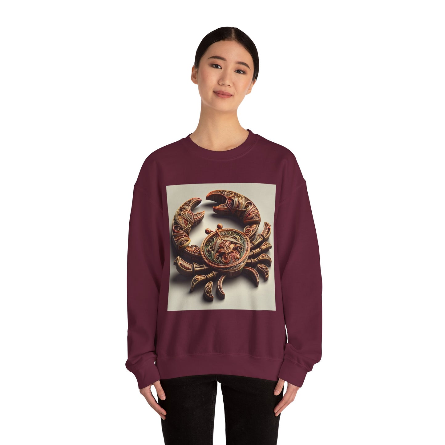 Unisex Heavy Blend™ Crewneck Sweatshirt, Crab Artifact, Cancer Zodiac Design