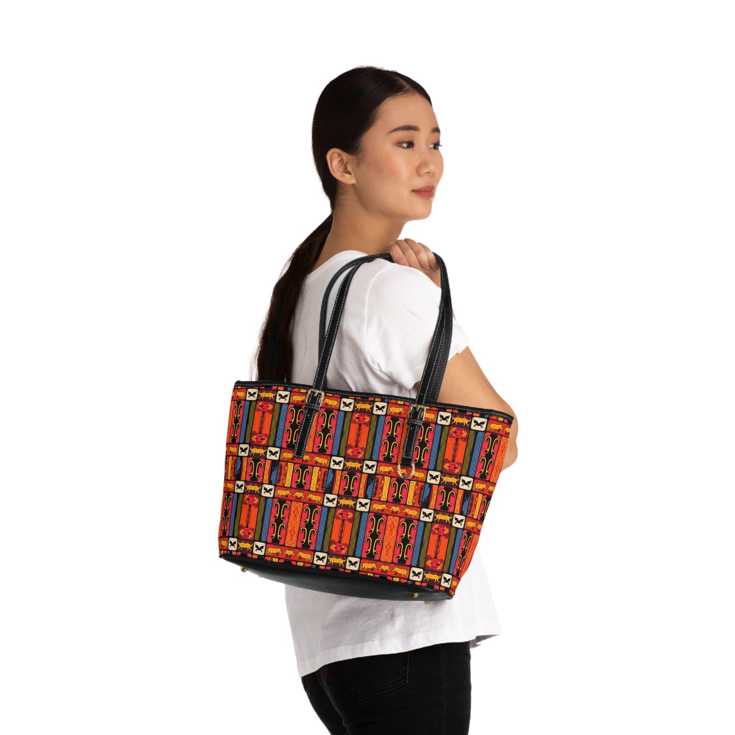 Leather Shoulder Bag, Virgo, Zodiac v2, Shapes Pattern