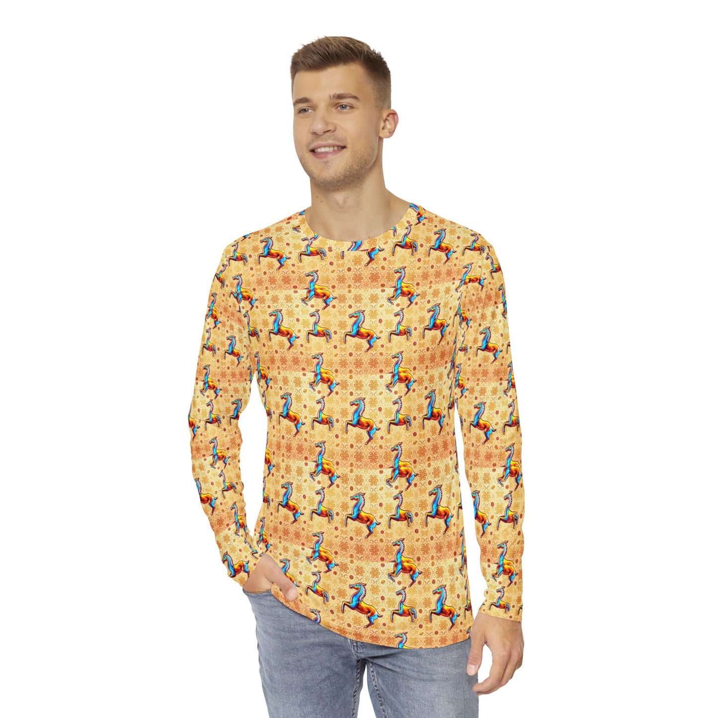 Men's Long Sleeve Shirt, (AOP), Virgo, Zodiac v2, Pattern