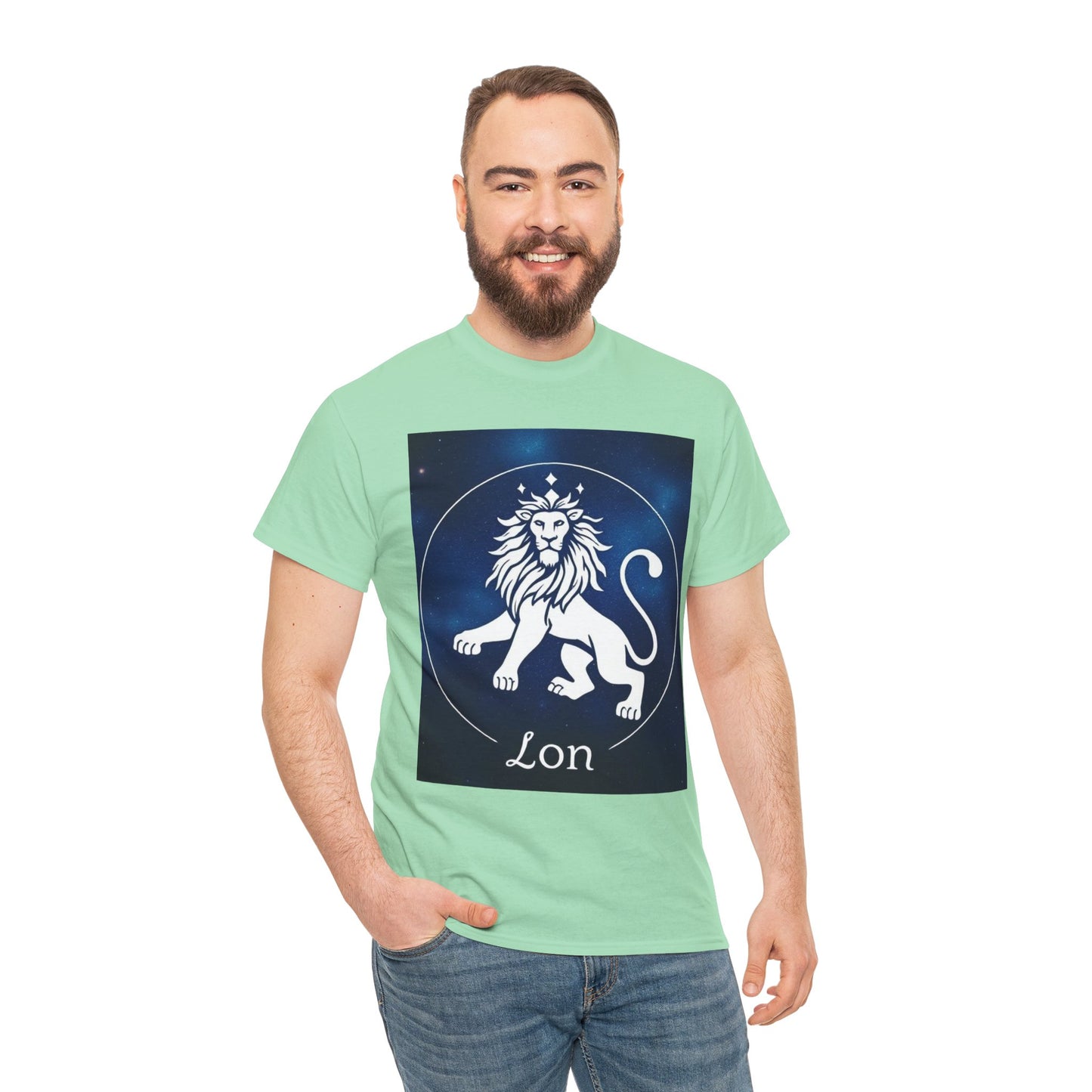 Unisex Heavy Cotton T-Shirt, Space Lion, Leo Zodiac Design