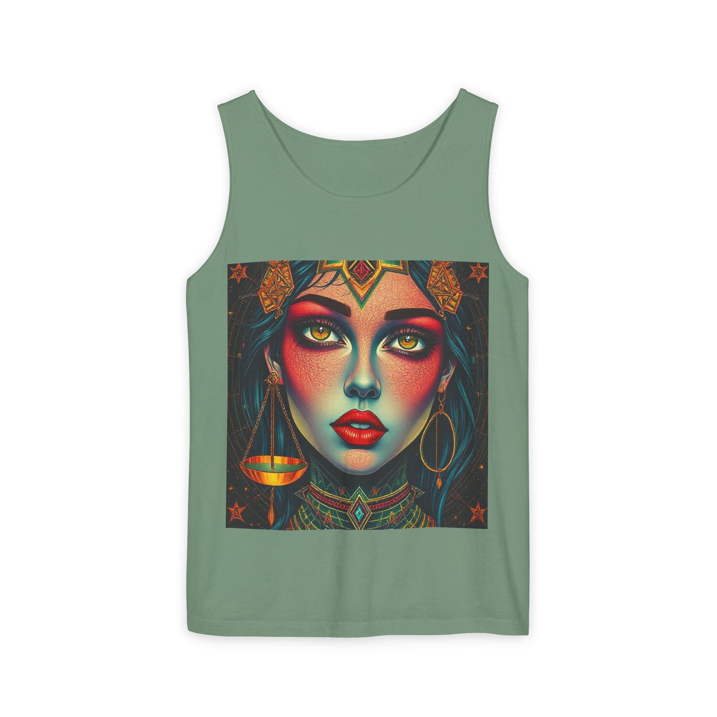 Unisex Garment-Dyed, Tank Top, Libra Design, Pop Art, 100% US cotton