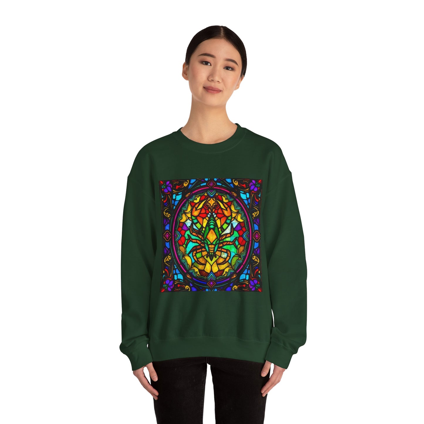 Unisex Heavy Blend™ Crewneck Sweatshirt, Glass 1, Scorpio Zodiac Design
