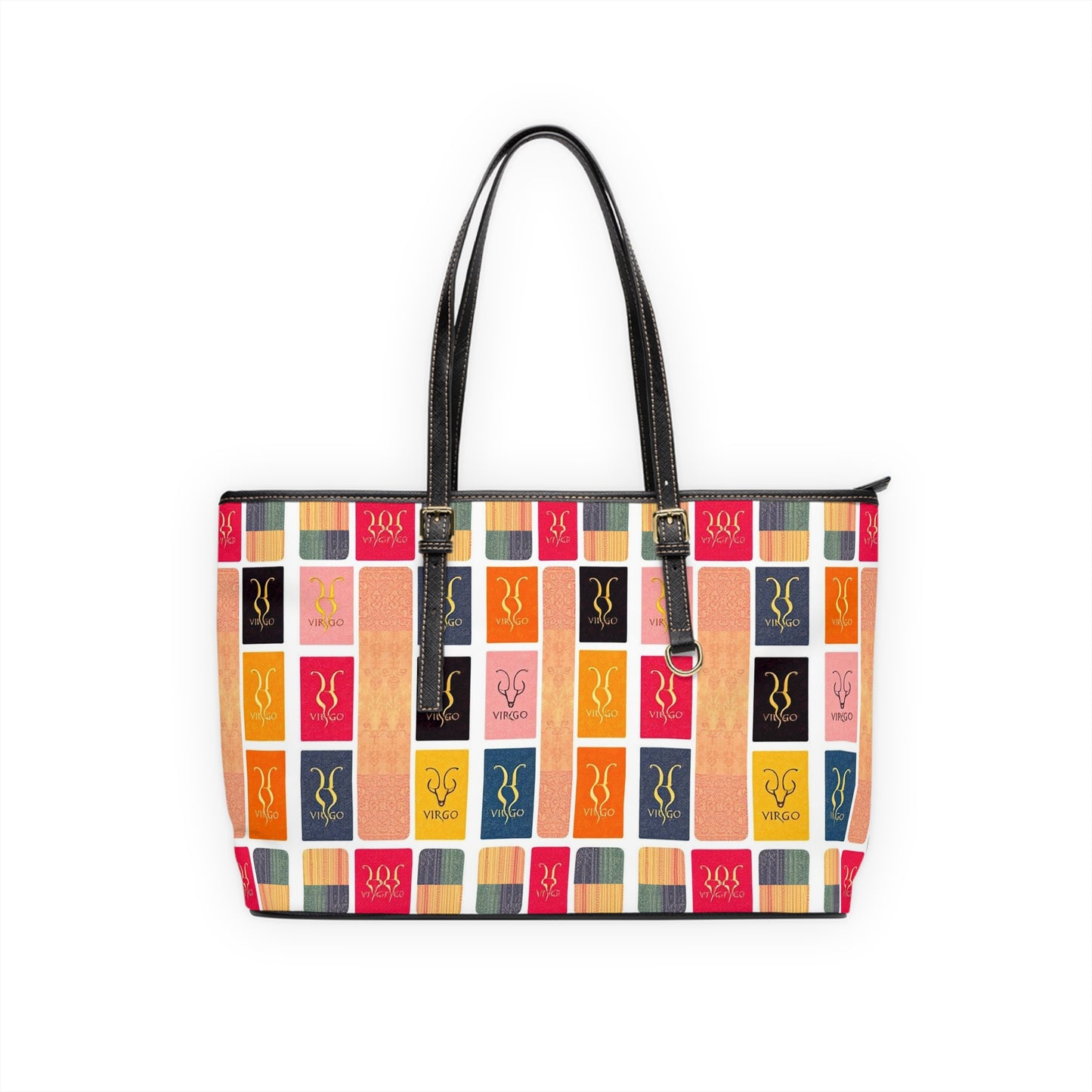 Leather Shoulder Bag, Virgo, Zodiac v3, Shapes Pattern