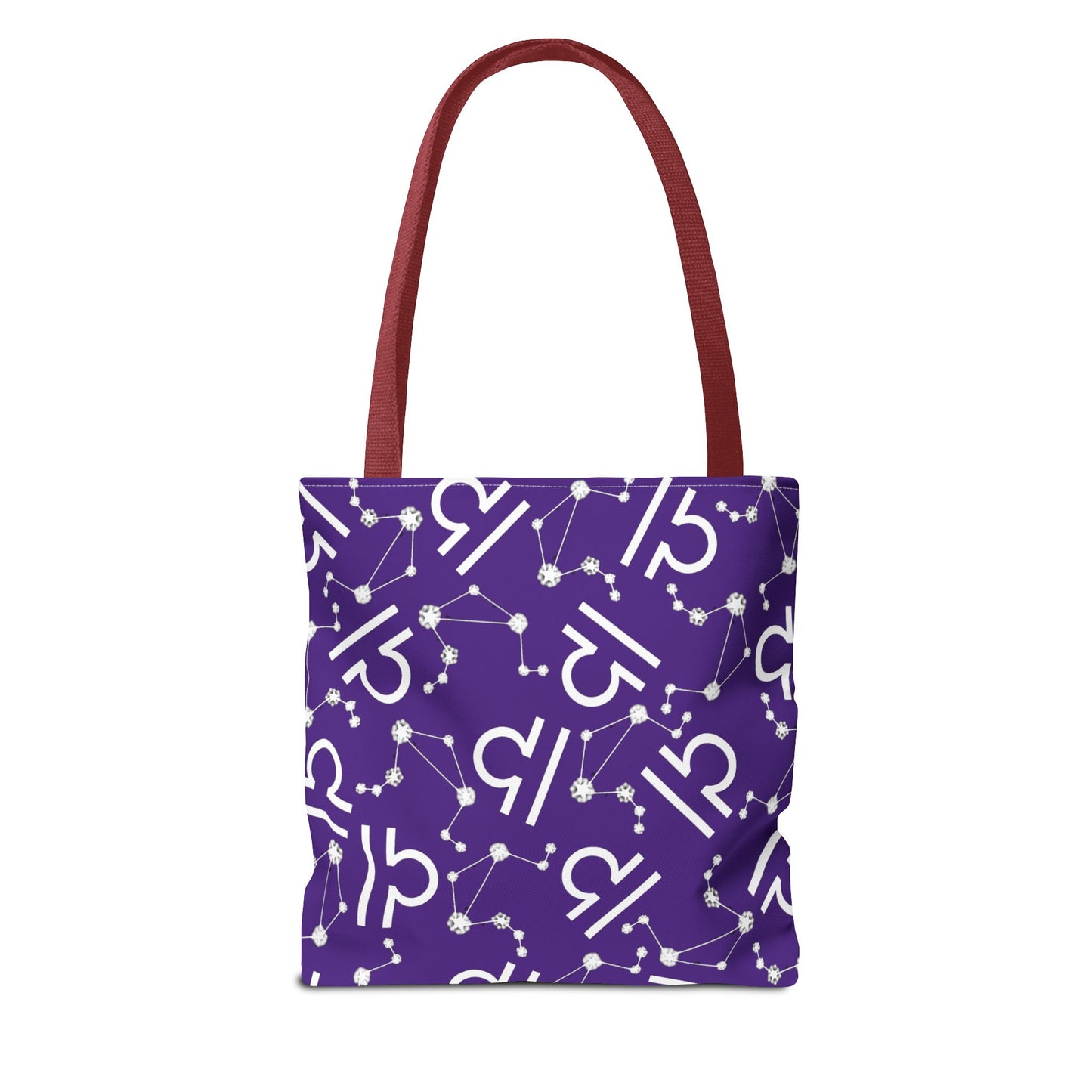 Tote Bag, Libra Zodiac Sign, AOP, (Purple, White)
