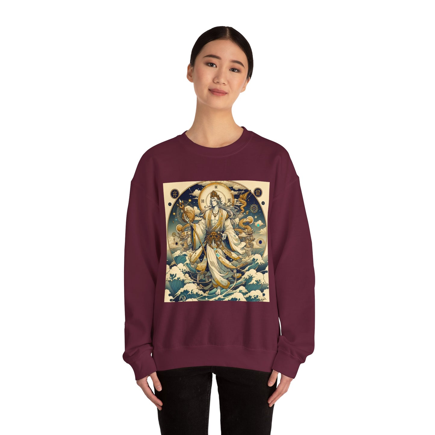 Unisex Heavy Blend™ Crewneck Sweatshirt, Anime Capricorn God, Zodiac Design