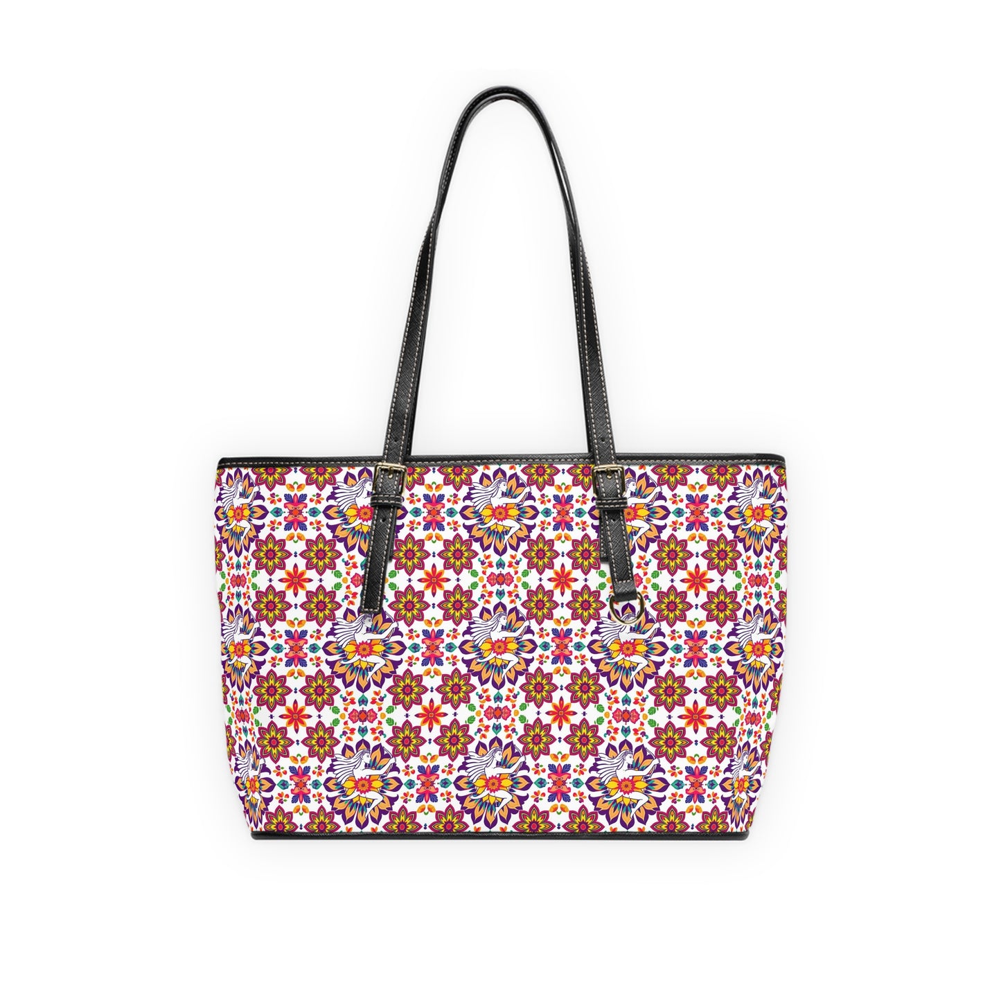 Leather Shoulder Bag, Sagittarius, Zodiac v1, Flower Pattern