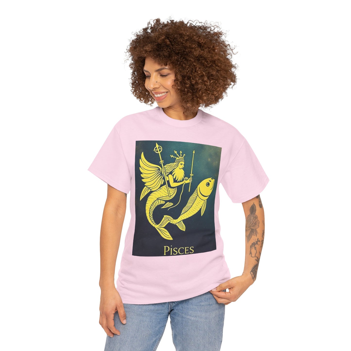 Unisex Heavy Cotton T-Shirt, Pisces Quuen v1, Zodiac Design