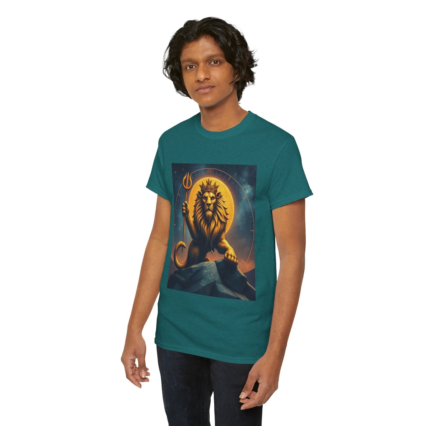 Unisex Heavy Cotton T-Shirt, King of Lions v2, Leo Zodiac Design