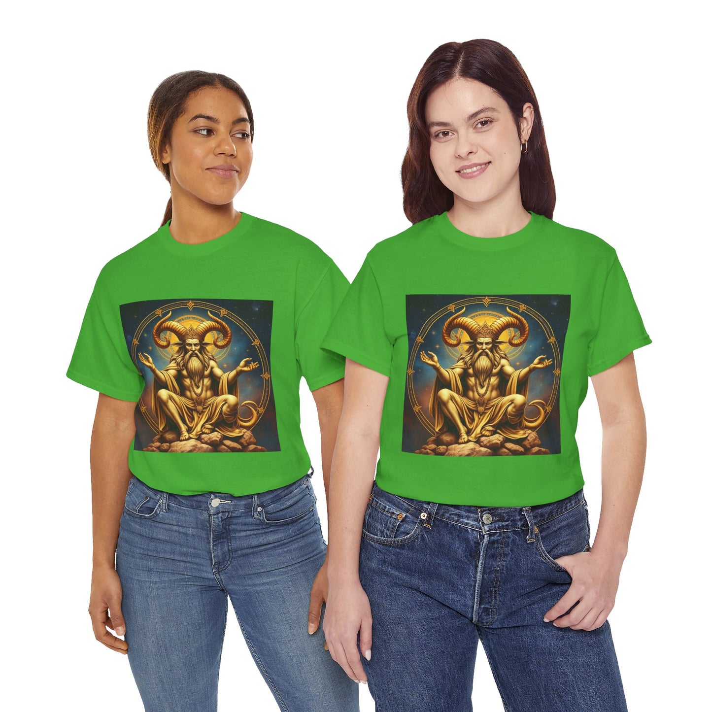Unisex Heavy Cotton T-Shirt, On The Throne, Taurus Zodiac Design