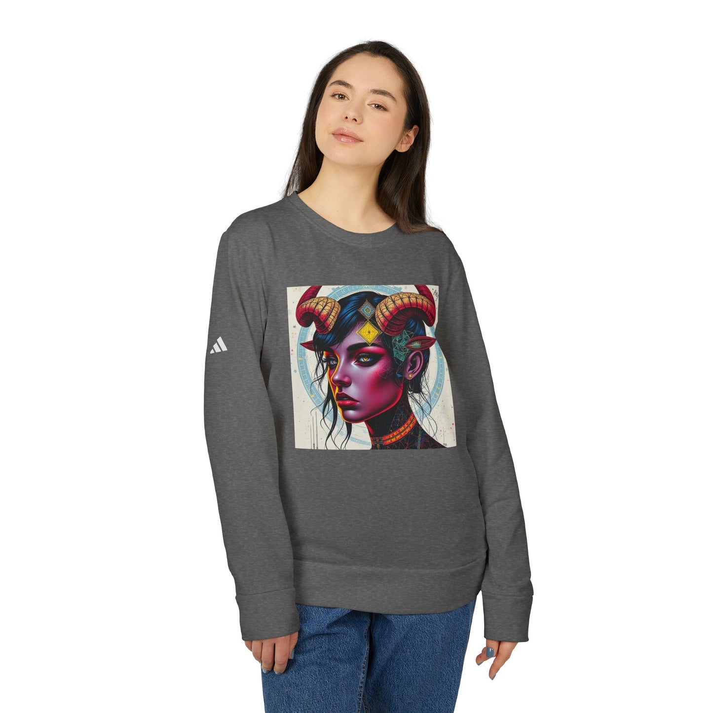 Adidas, Unisex Fleece Crewneck Sweatshirt, Taurus, Pop Art, Zodiac