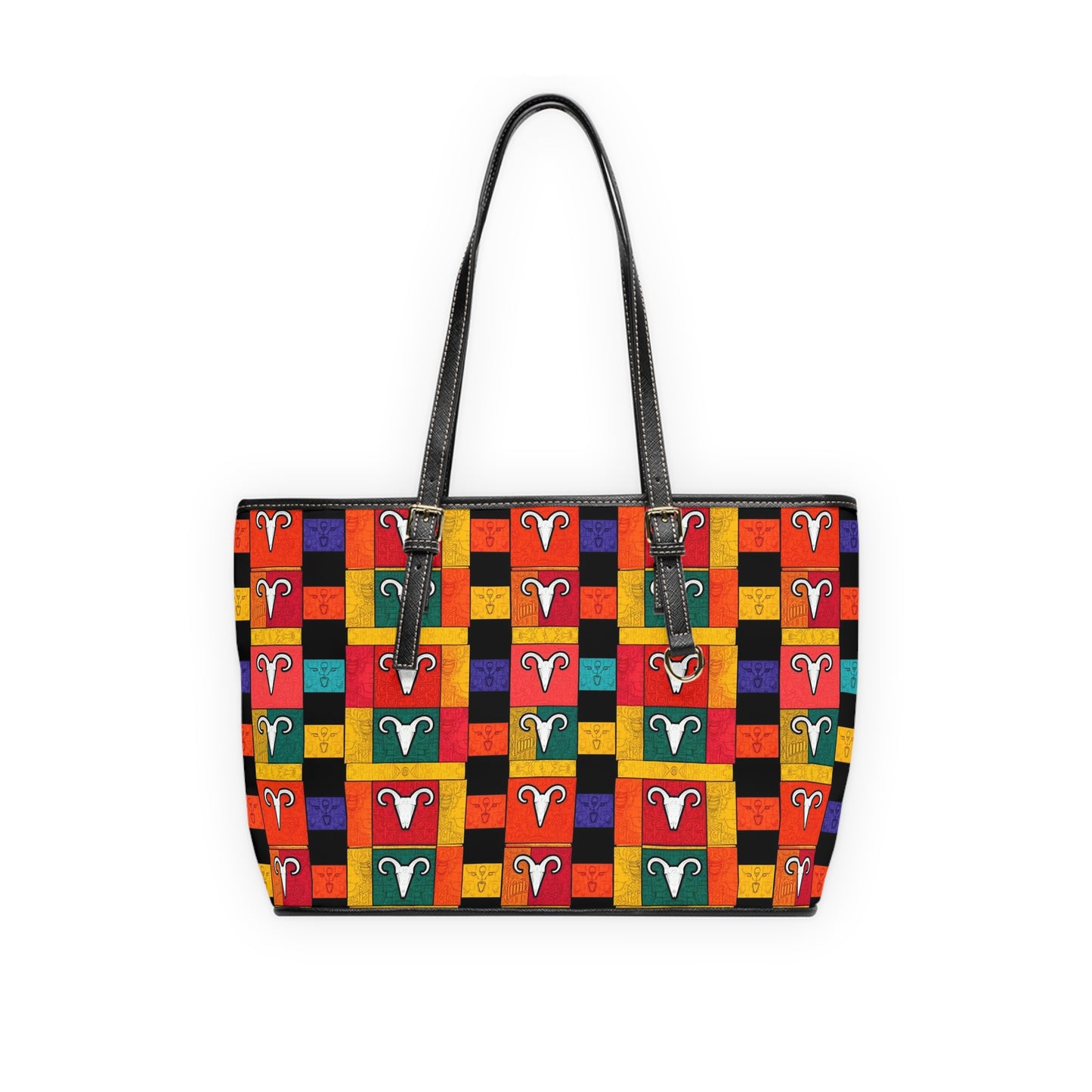 Leather Shoulder Bag, Aries, Zodiac v1, Shapes Pattern