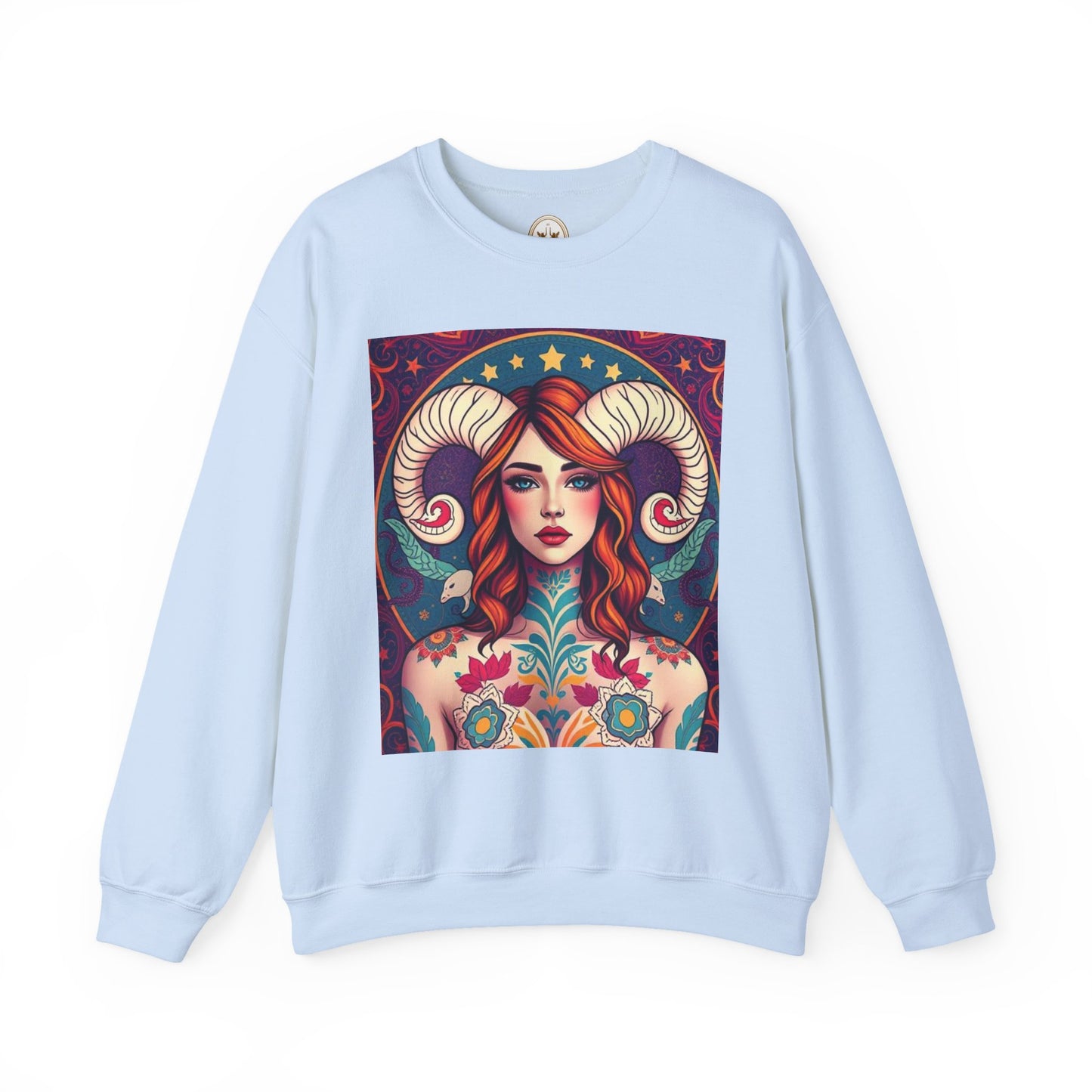 Unisex Heavy Blend™ Crewneck Sweatshirt, Aries, Zodiac v1, Sexy Pattern