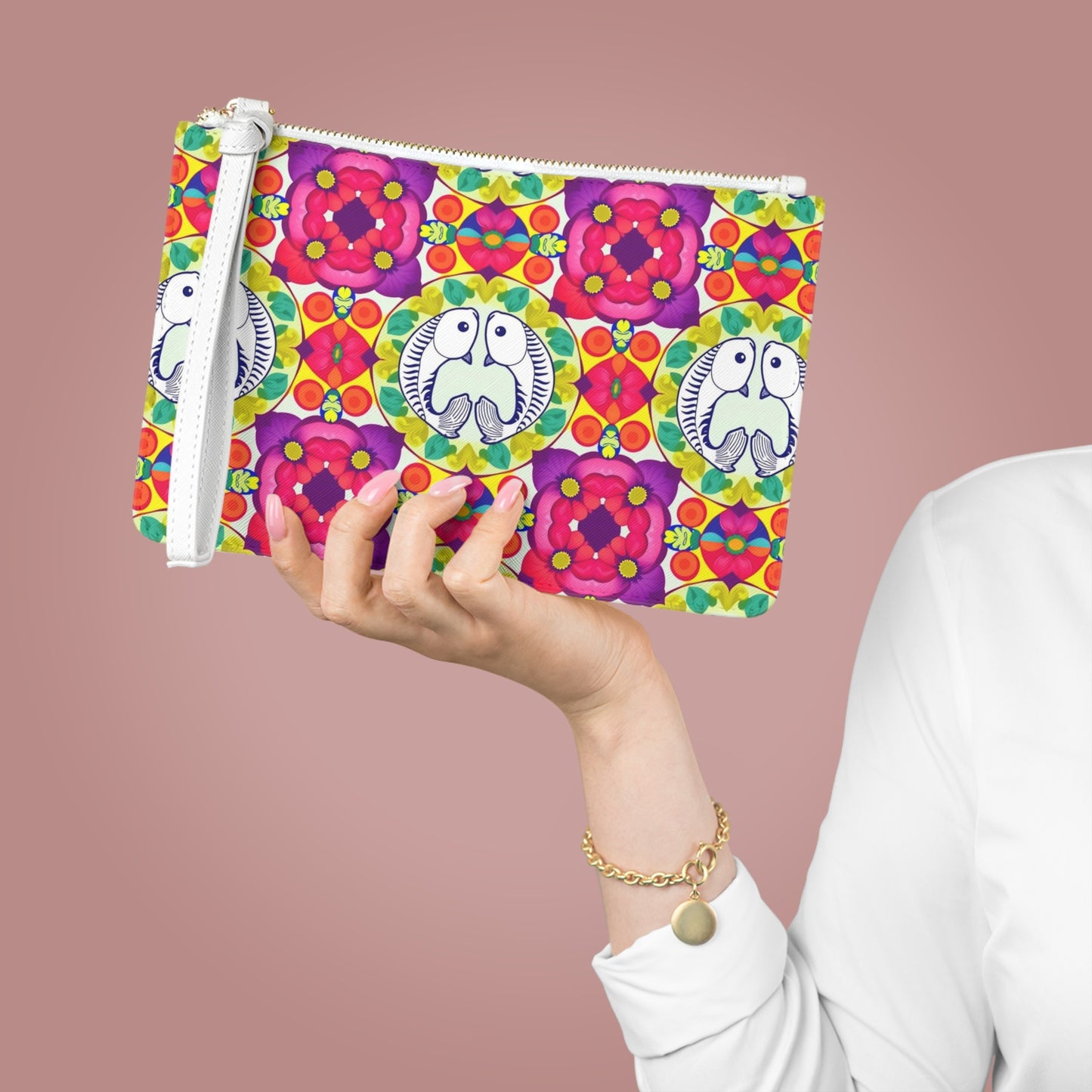 Clutch Bag, Pisces, Zodiac v3, Flower Pattern